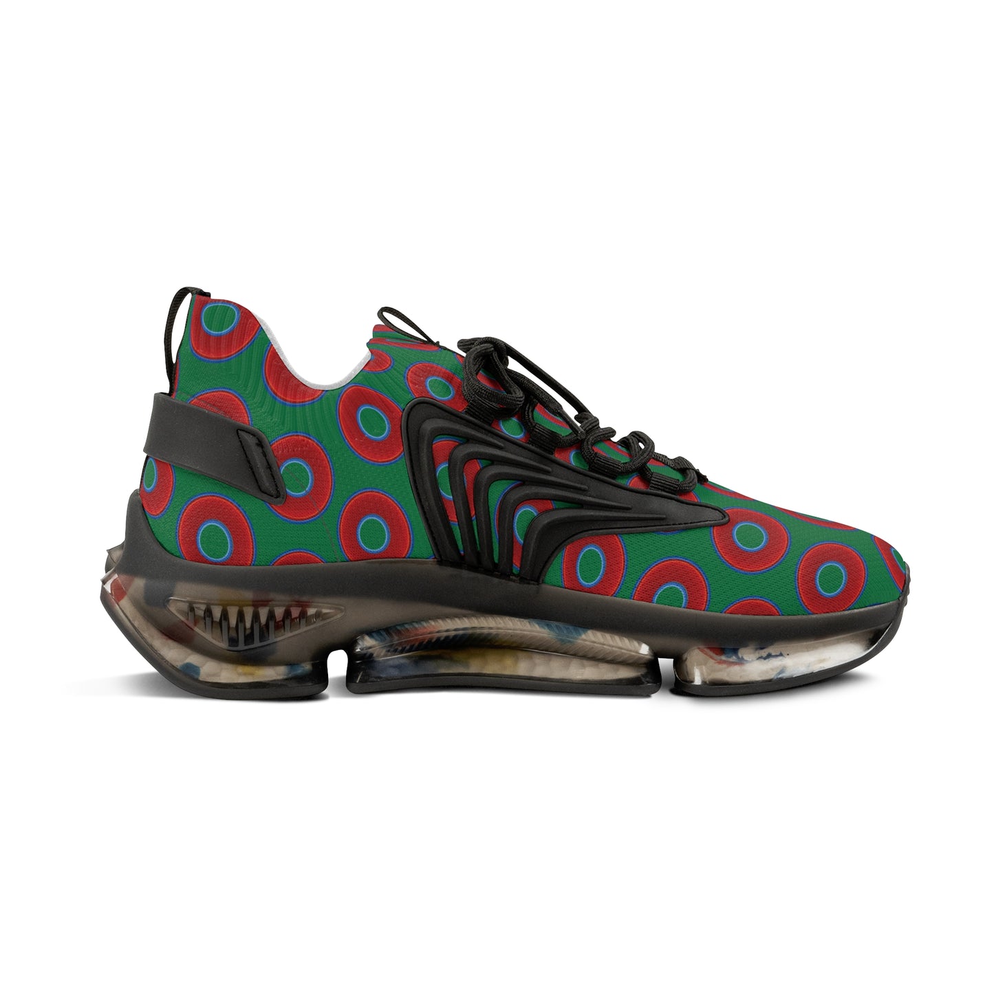 Donut Kicks - red vivid donut print w/green background