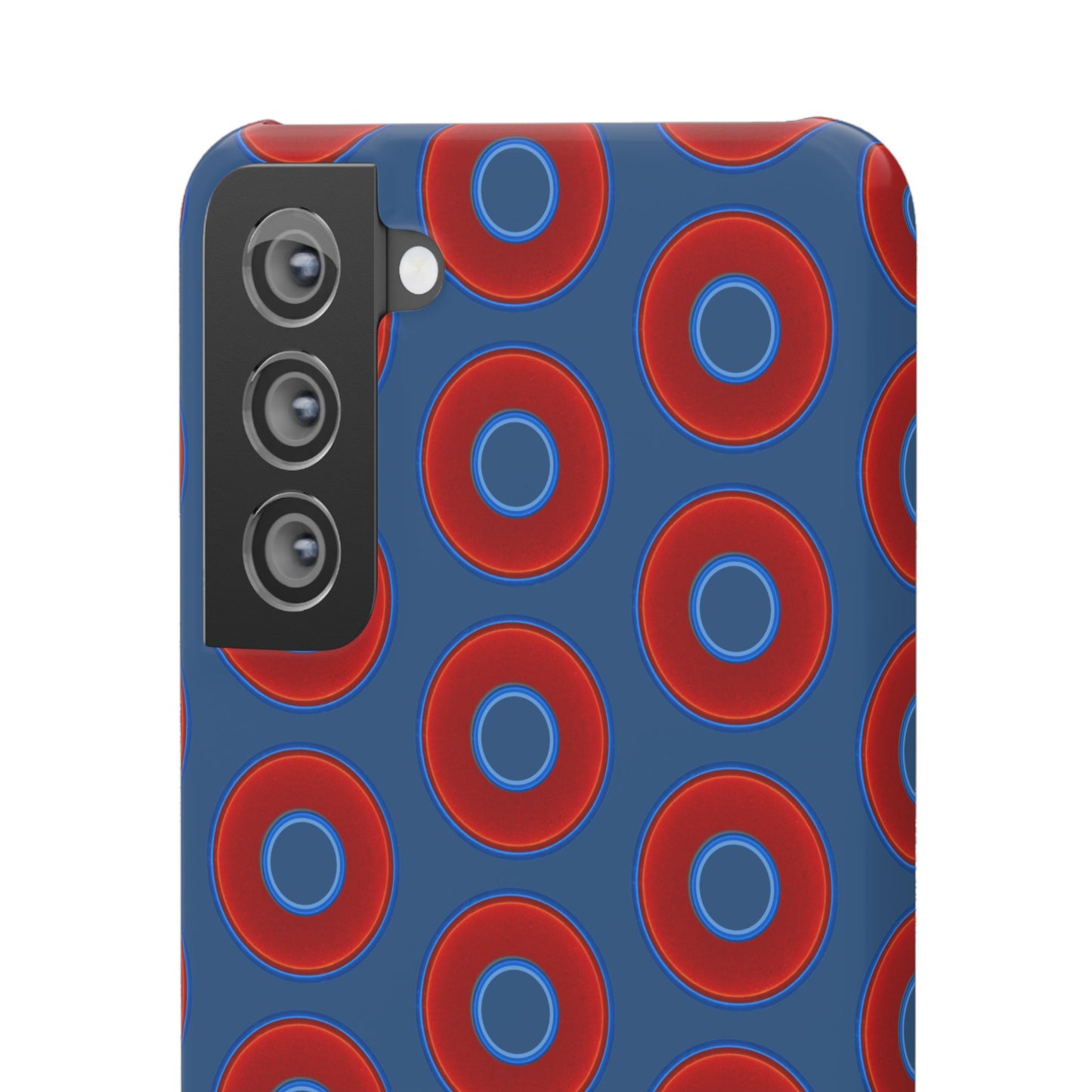 Lumpy Donut Snap Case - red vivid donut print w/light navy blue background