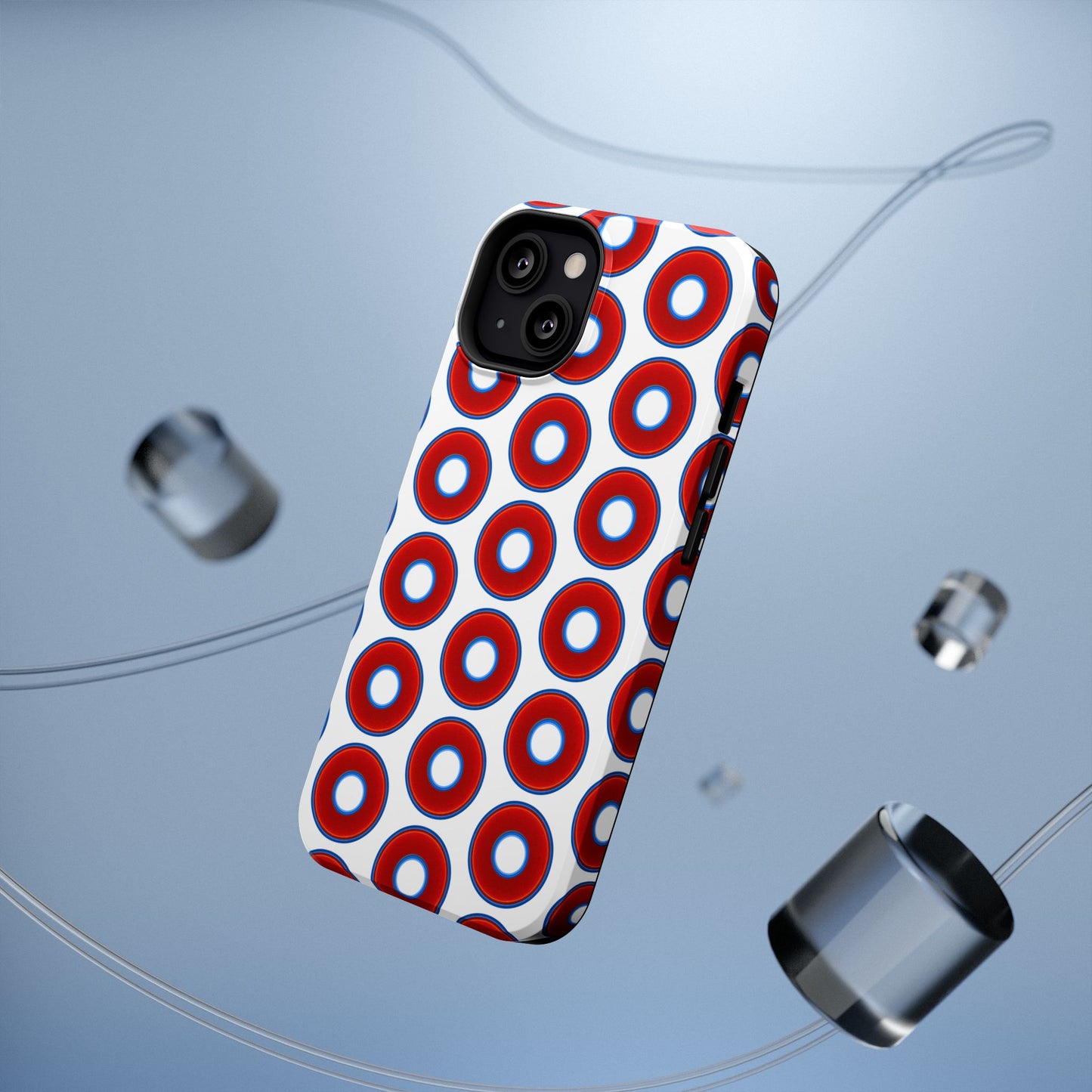 Impact-Resistant Lumpy Donut Case - red vivid donut print w/white background