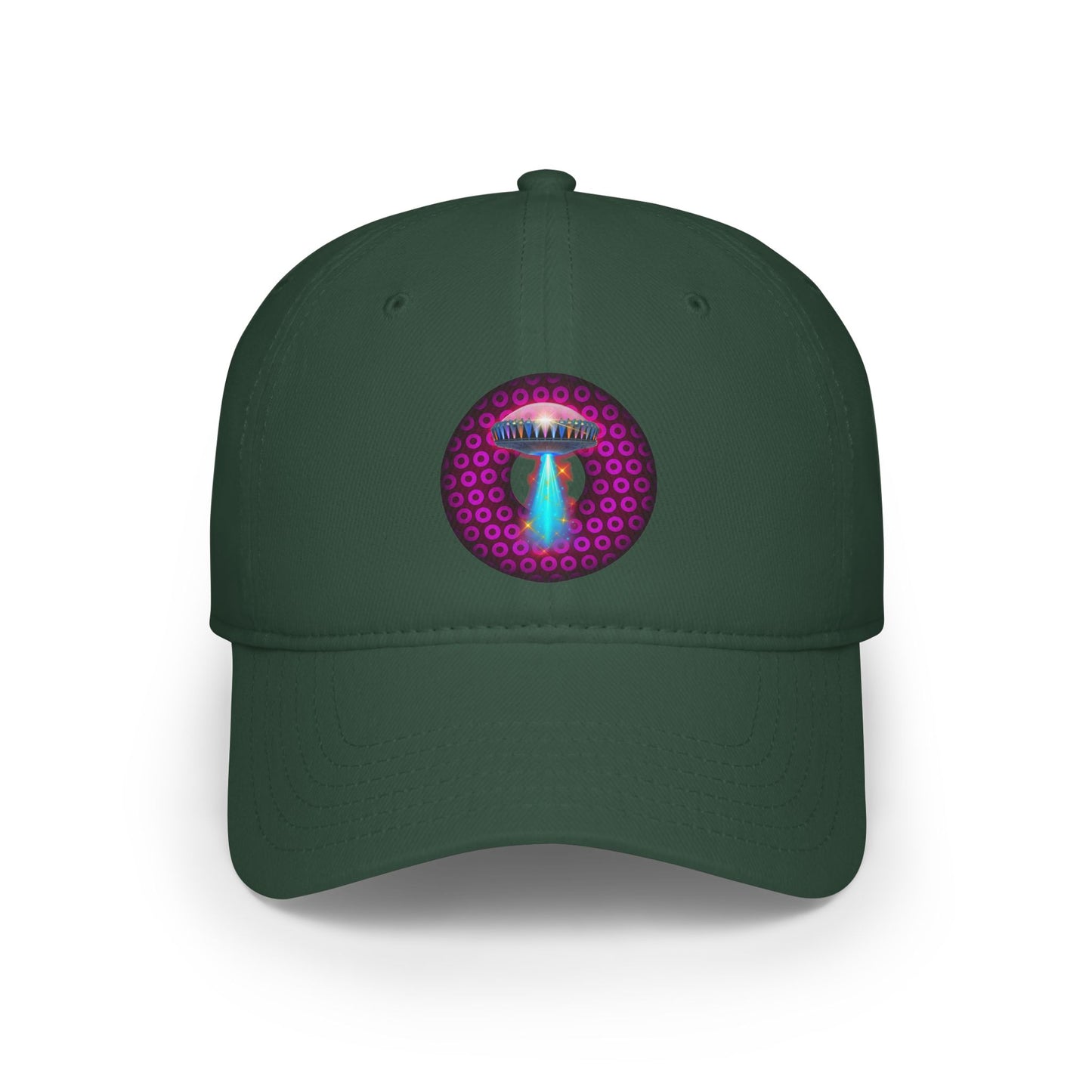 Lumpy Donut Baseball Cap - "They Serve Donuts on the Mothership Now" - variant 3 - magenta/burgundy paradoxical donut w/