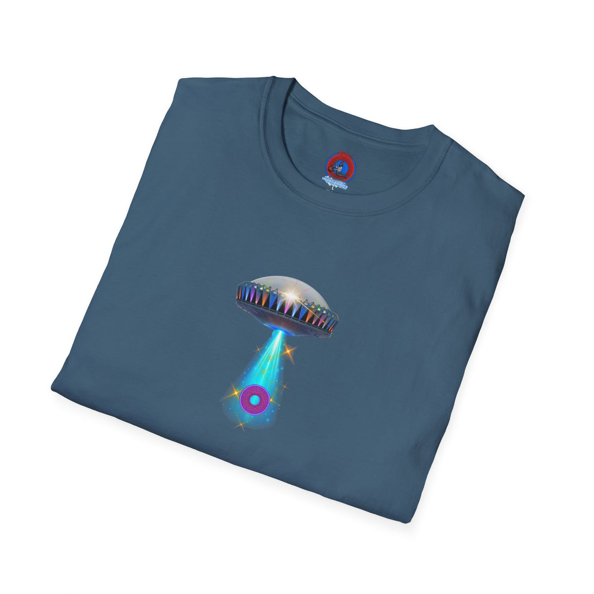 Classic Donut Tee - Unisex Soft-Style - "Donuts now Served on the Mothership" - series 1.0  - variant 6  - tractor-beamed donut
