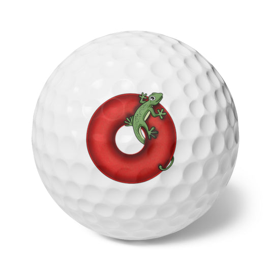 Lumpy Donut Golf Balls - 6-pack - "My Golf Game is Practically Extinct" - red blimpy donut - variant 1