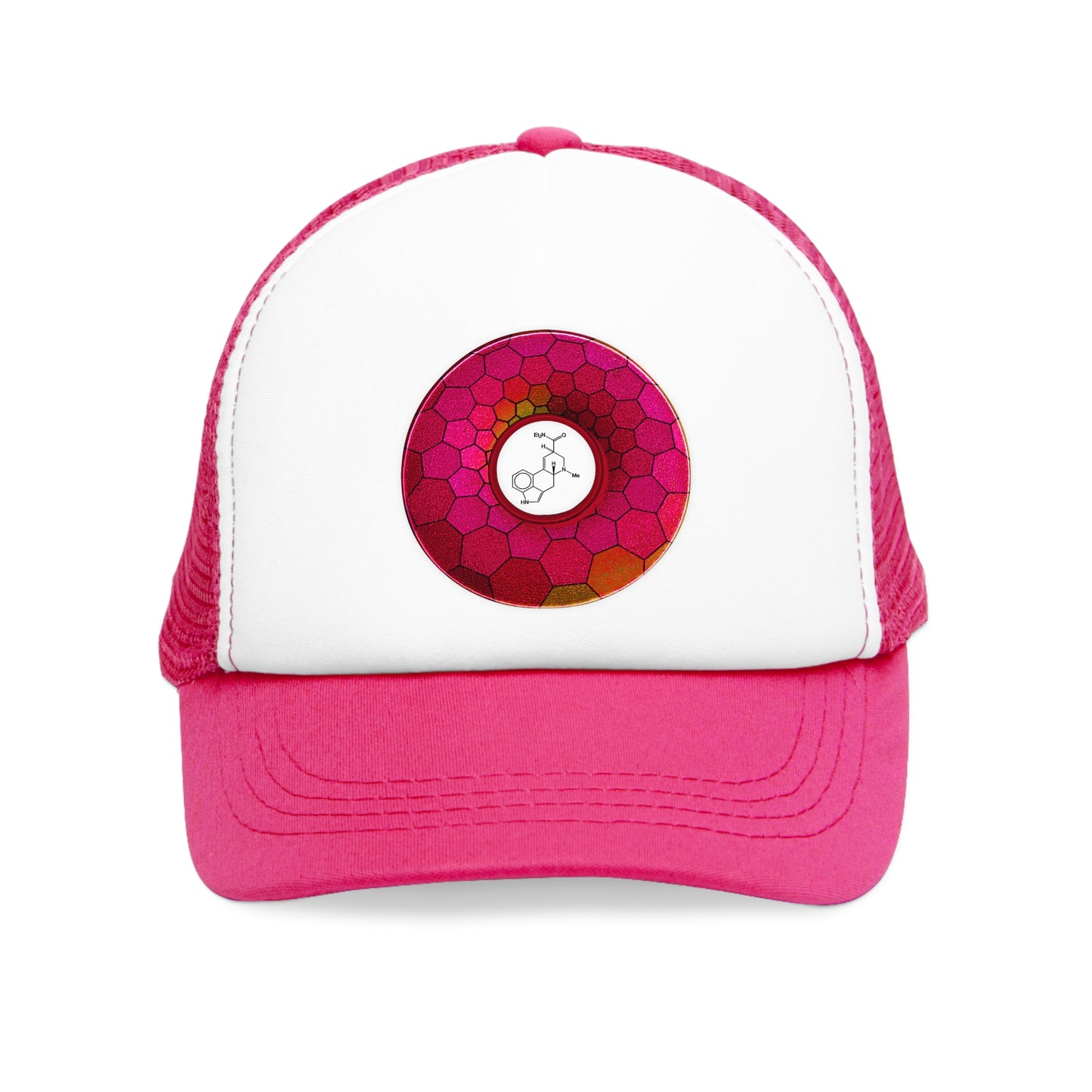 Lumpy Trucker Hat - "Albert Hofman's Donut" - variant 3 - magenta hexadonut