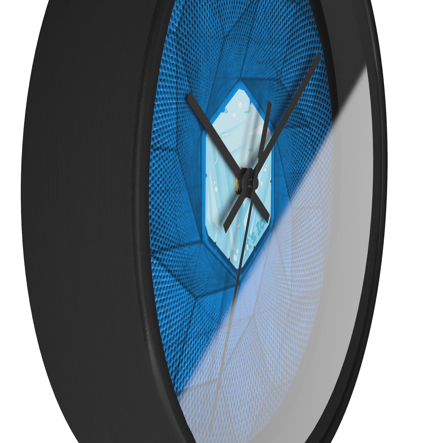 Lumpy Wall Clock - "It's Ice... Cube's Donut Clock" - blue cubed donut w/black background