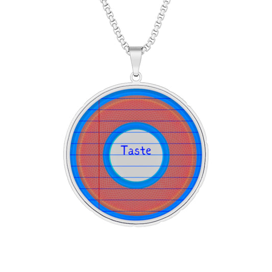 Lump's Heady Donut Necklace - 1" x 1" Stainless Steel Pendant - "Tasty Donut Pendant" - red/blue rustic donut - variant 1
