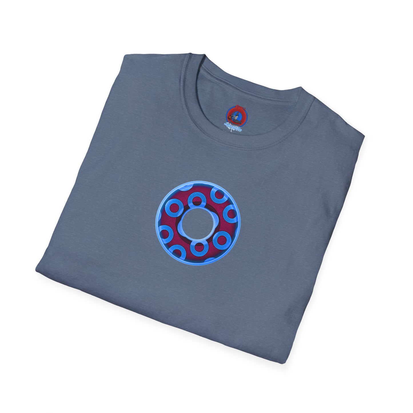Plain Donuts/Unisex Soft-Style - "Plain Rustic Paradoxical Donuts" - light blue/burgundy donuts