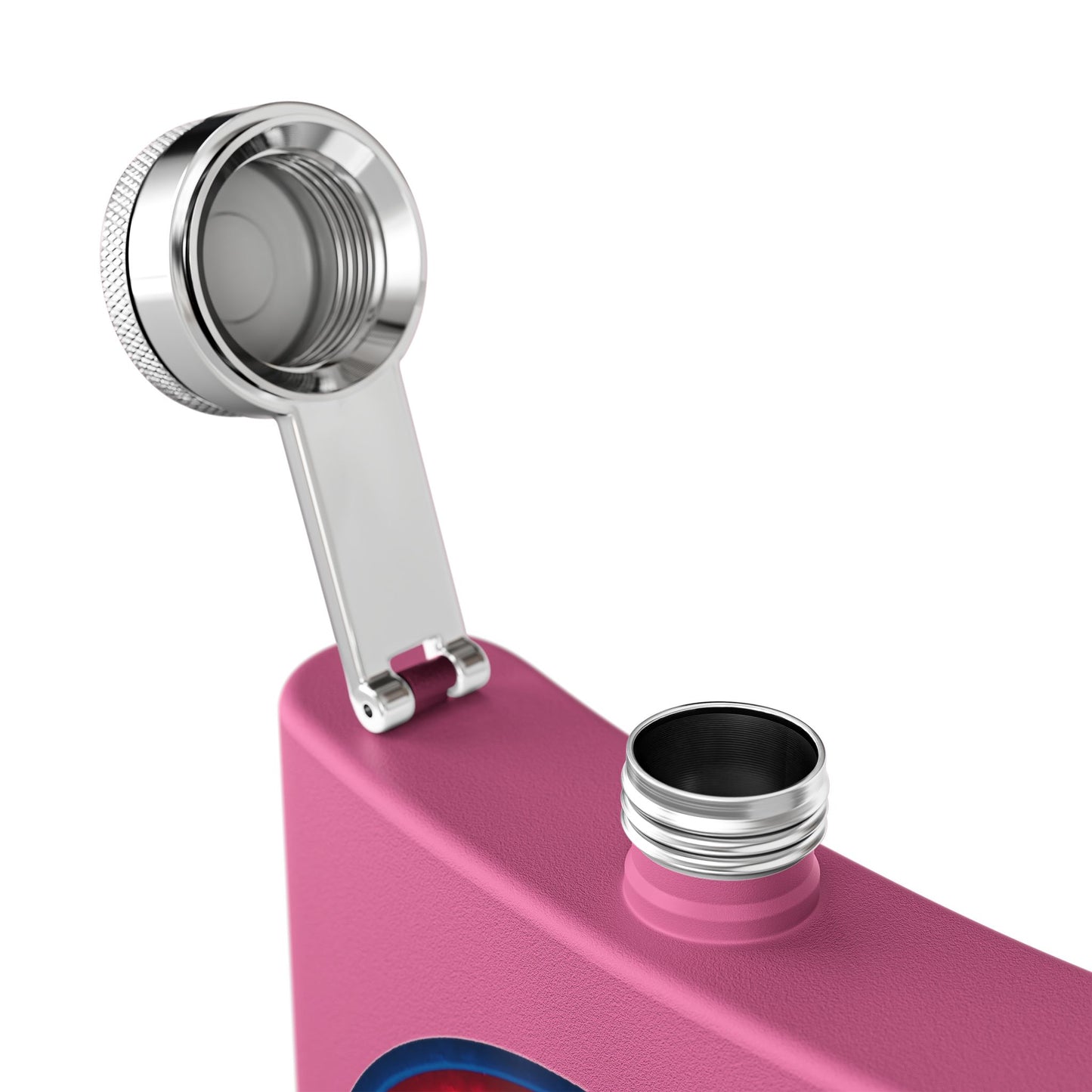 Lump's Donut Flask 6 oz - Vivid red/dark blue donut - [*w/your choice of 8 backgrounds]