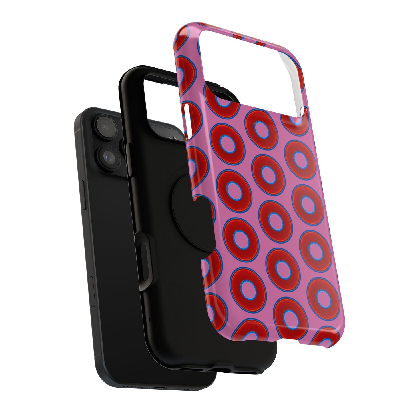 Impact-Resistant Lumpy Donut Case - red vivid donut print w/pink background