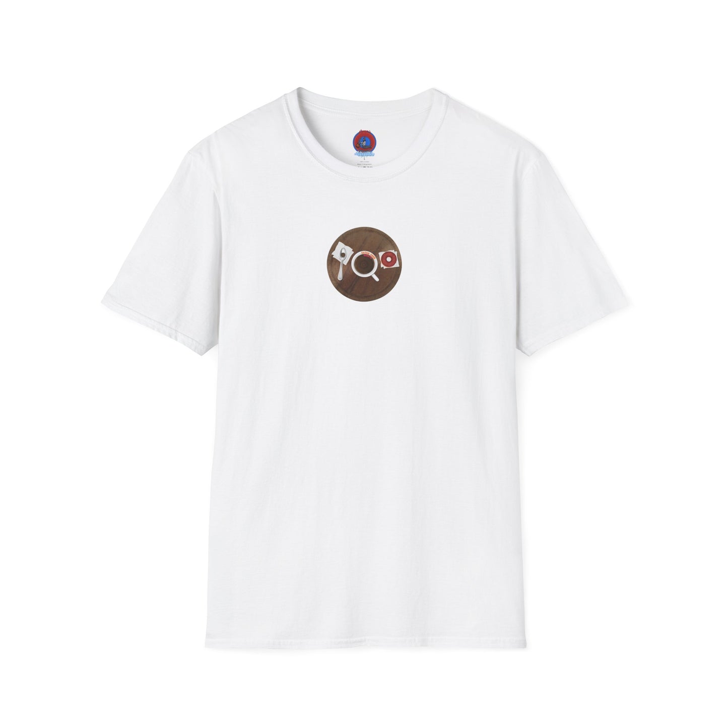 Coffee Traders Tee - Unisex Soft-Style - "Columbia House CDs " - paradoxical donut - variant 1 - coffee front/logo back