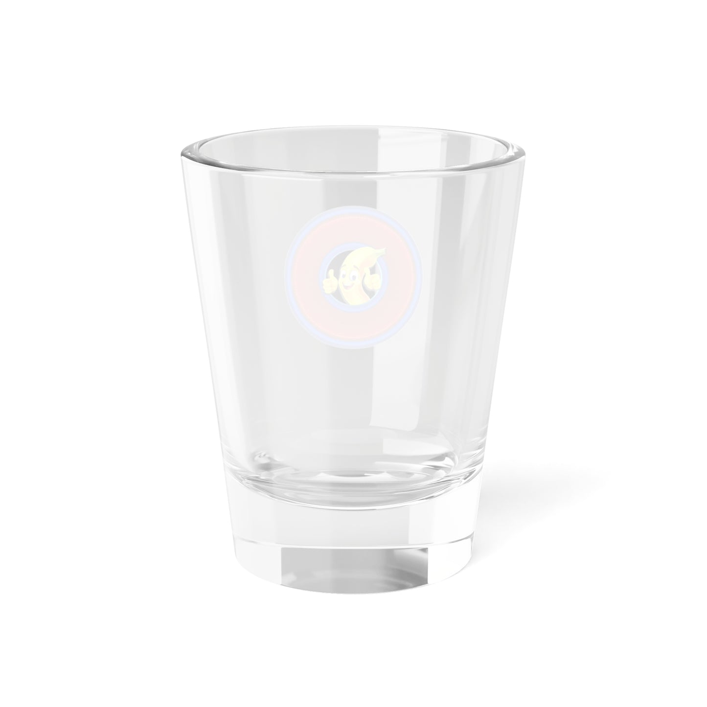 Bad Fishy Too - "This Shot Glass is Bananas" - Shot Glass, 1.5oz - rustic red/light blue donut