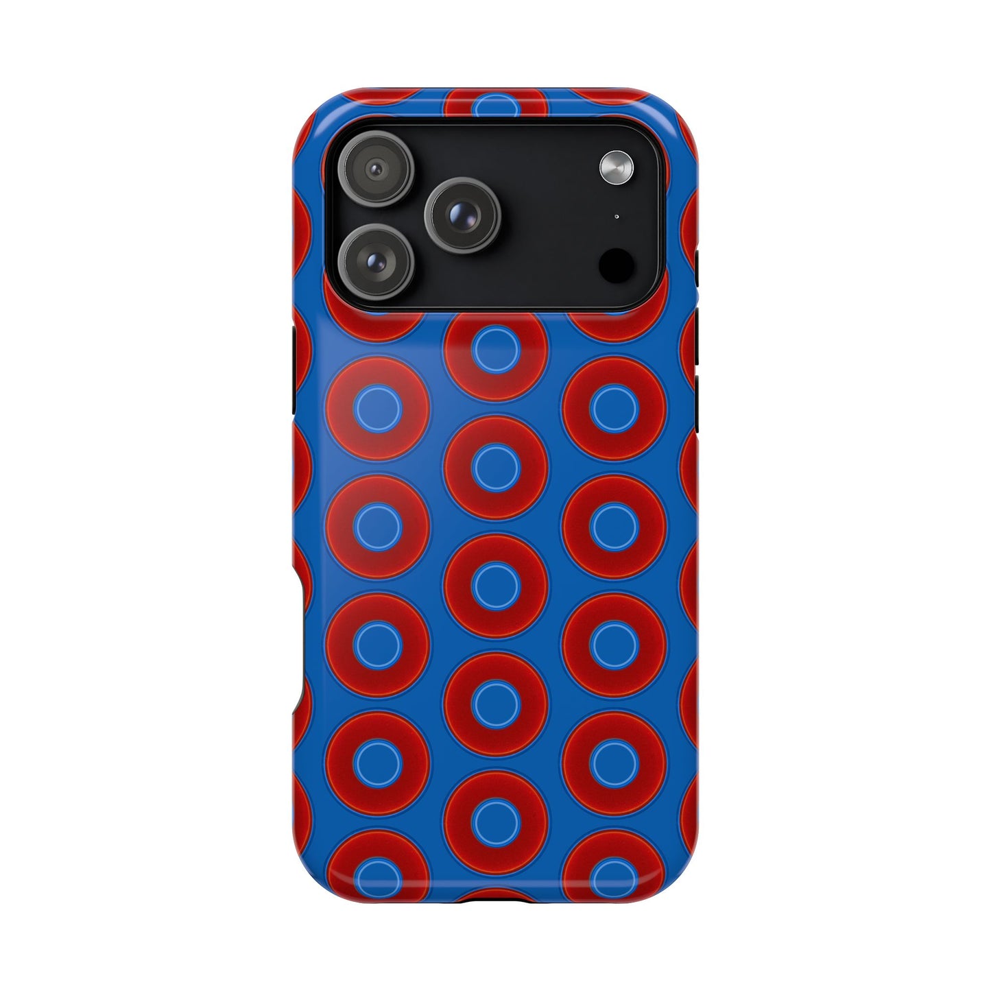 Magnetic Tough Donut Case - red vivid donut print w/dark royal blue background