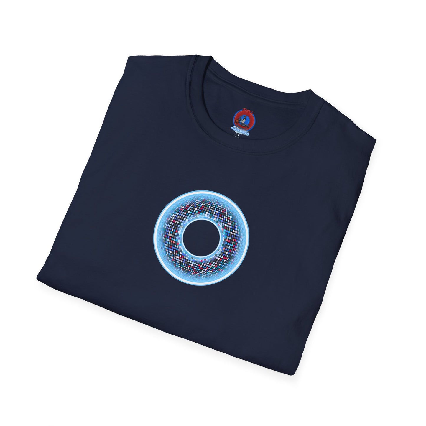 Classic Donut Tee - Unisex Soft-Style - "Microdot Donut" - light blue pixilated donut
