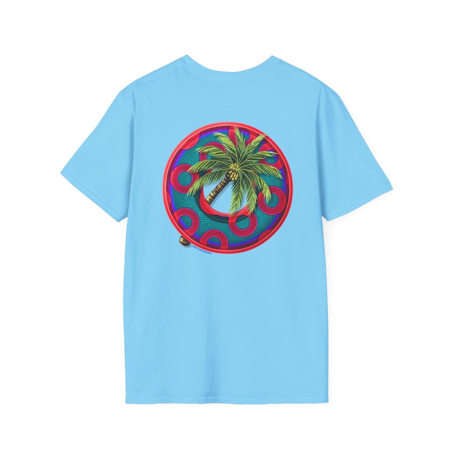 Classic Donut Tee - Unisex Soft-Style - "Jost Phishing" -blue/red rustic paradox donut