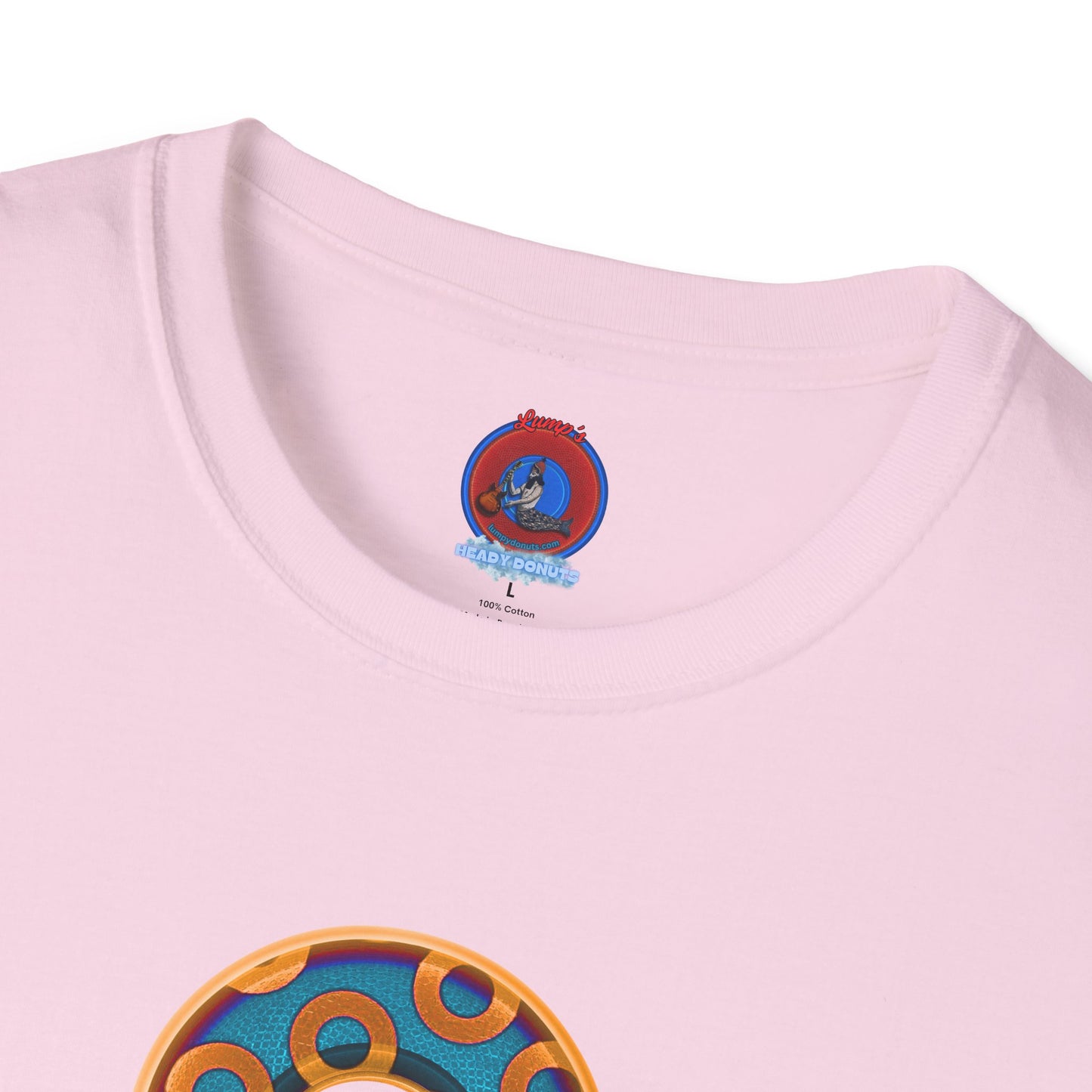 Plain Donuts/Unisex Soft-Style - "Plain Rustic Paradoxical Donuts" - light blue/orange donuts