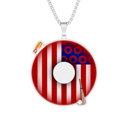 Lump's Heady Donut Necklace - 1" x 1" Stainless Steel Pendant - "Uncle Sam's Donuts & Stripes" - vivid flag donut