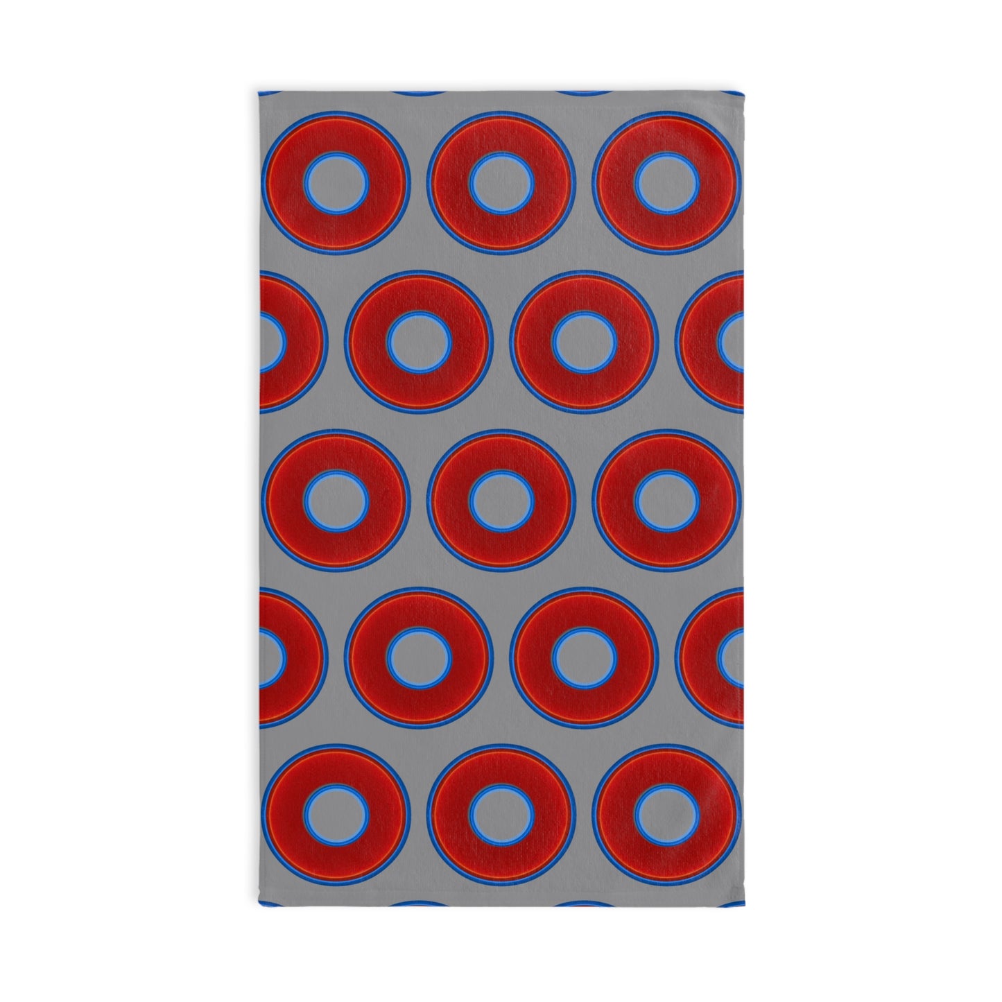 Lumpy Kitchen/Hand Towels - vivid red donuts w/gray background