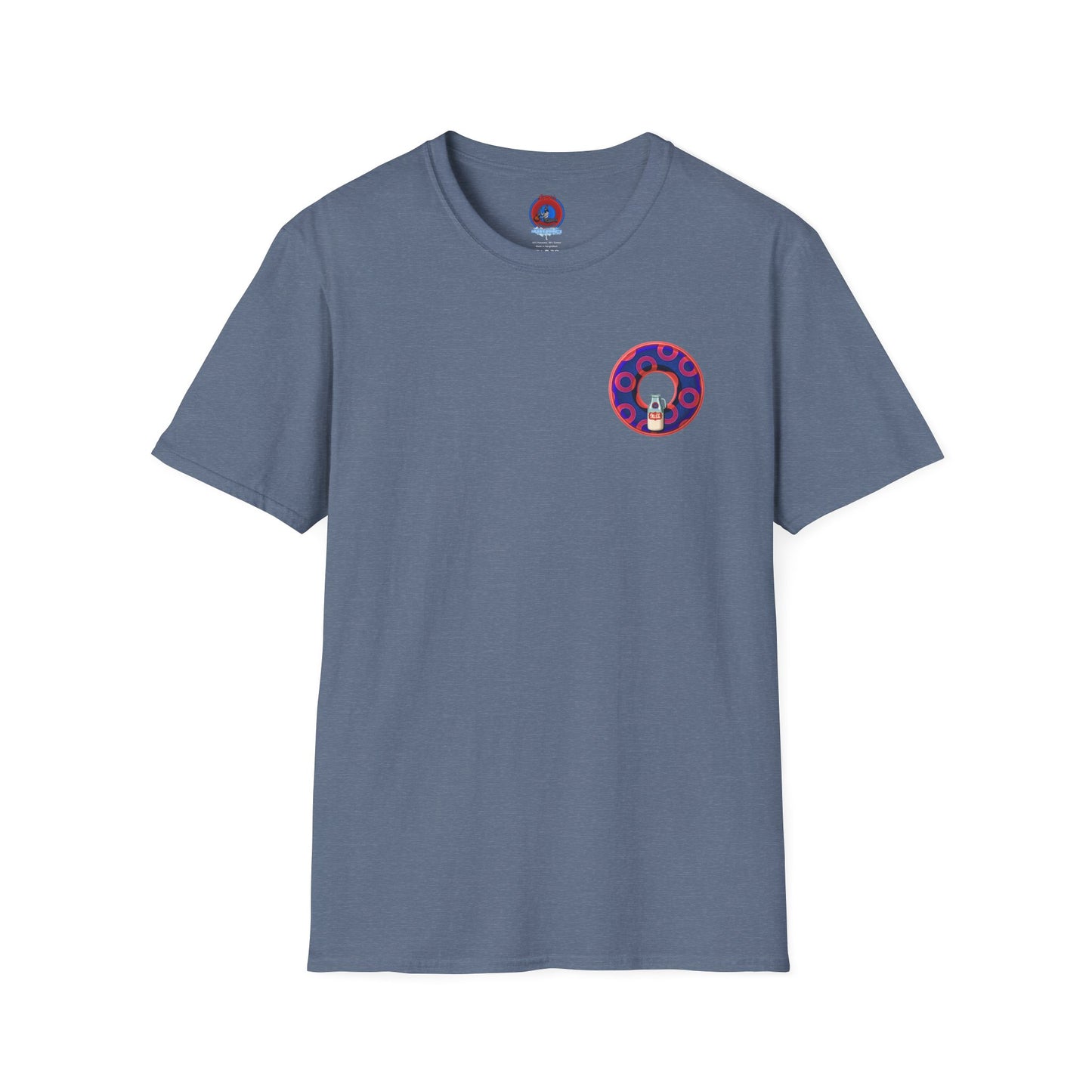 Classic Donut Tee - Unisex Soft-Style - "Wooked Cream - YEMSG Donut " - dark electric blue/red rustic paradox donut - variant 2