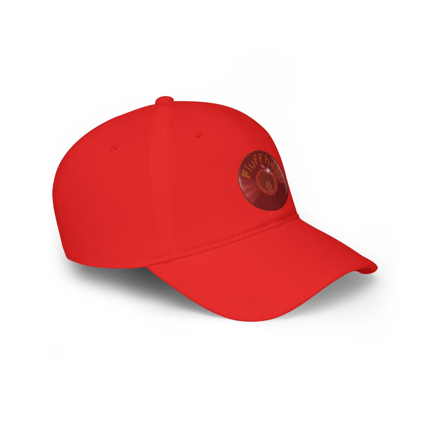 Lumpy Donut Baseball Cap - "The Fluffernutter Donut" - vivid red record donut w/