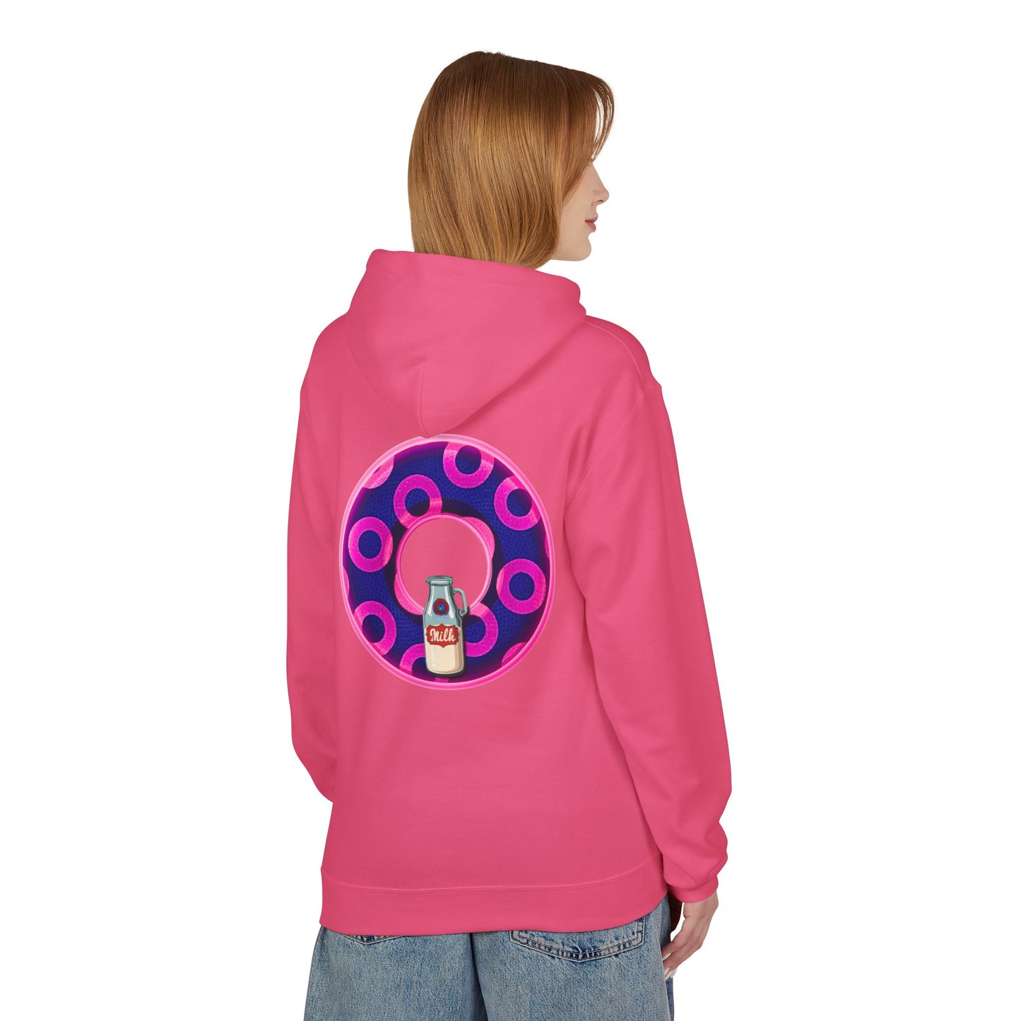 Fleece Harry Hoodies [Midweight Soft-style] - "Wooked Cream Dairy - YEMSG Donut" - blue/magenta rustic paradox donut - variant 5