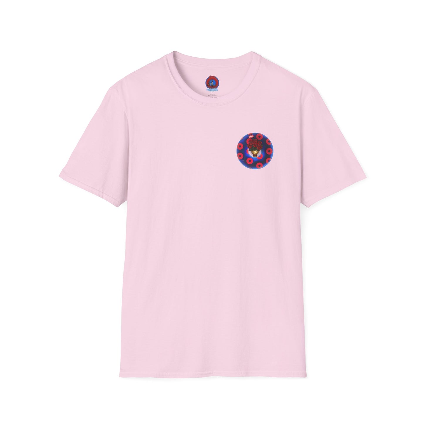 Classic Donut Tee - Unisex Soft-Style - "Donuts of Phreedom" - red/blue paradoxical blimpy donut
