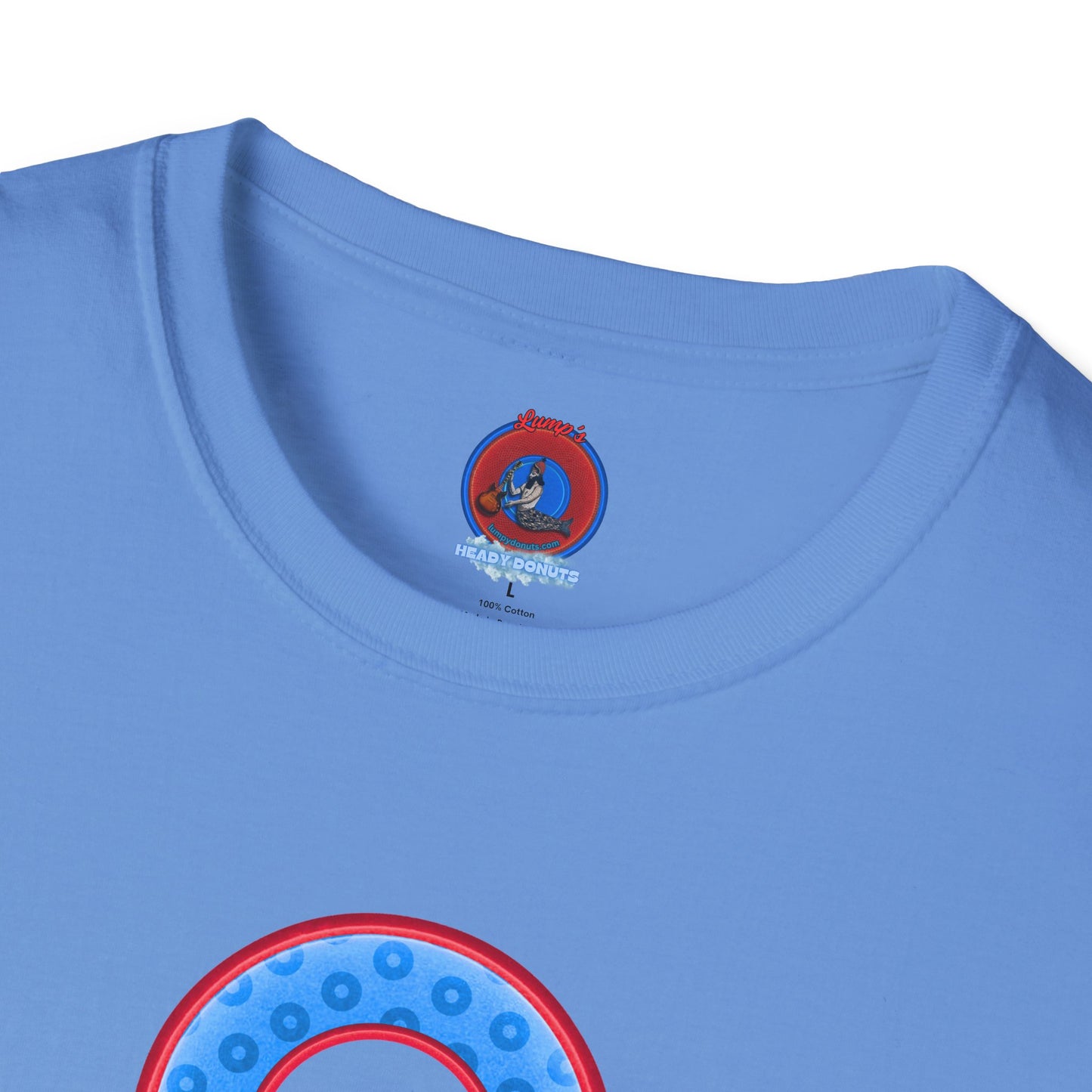 Plain Donuts/Unisex Soft-Style - "Plain Wide Mouthed Paradoxical Donuts" - light blue/red donuts