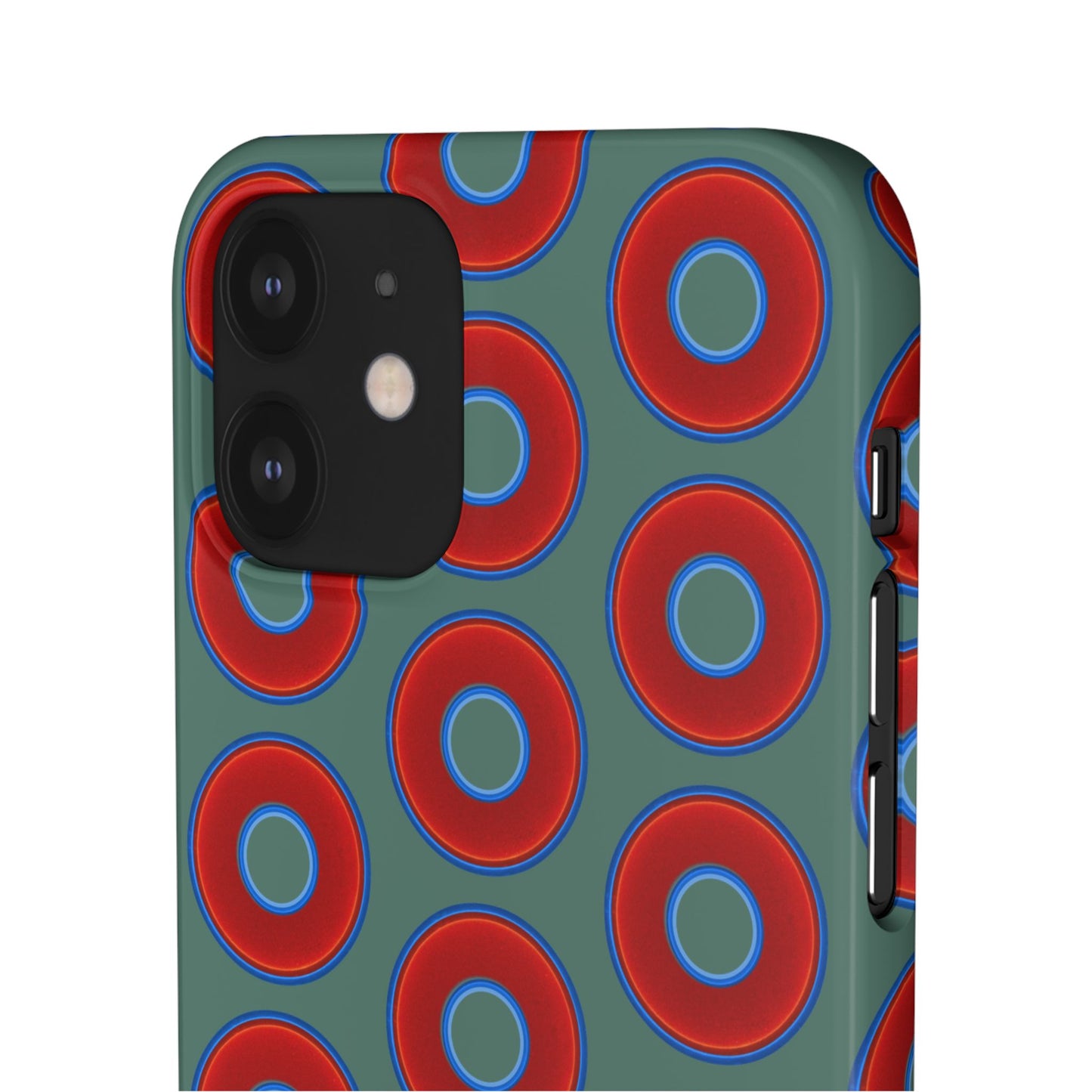 Lumpy Donut Snap Case - red vivid donut print w/Fenway green background