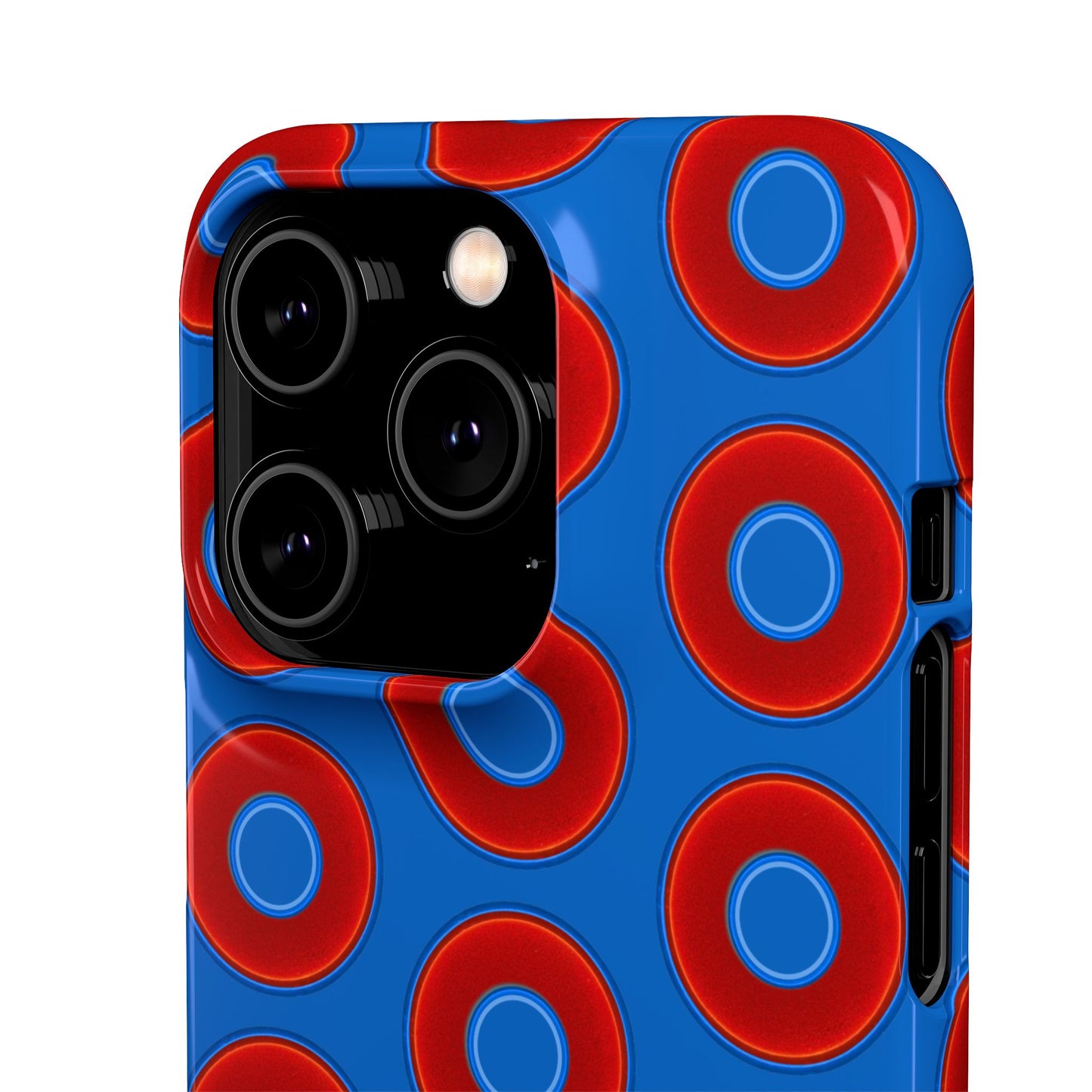Lumpy Donut Snap Case - red vivid donut print w/dark royal background