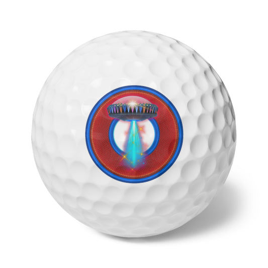 Lumpy Donut Golf Balls - 6-pack - "Mothership UAP Golf Ball" - red rustic donut