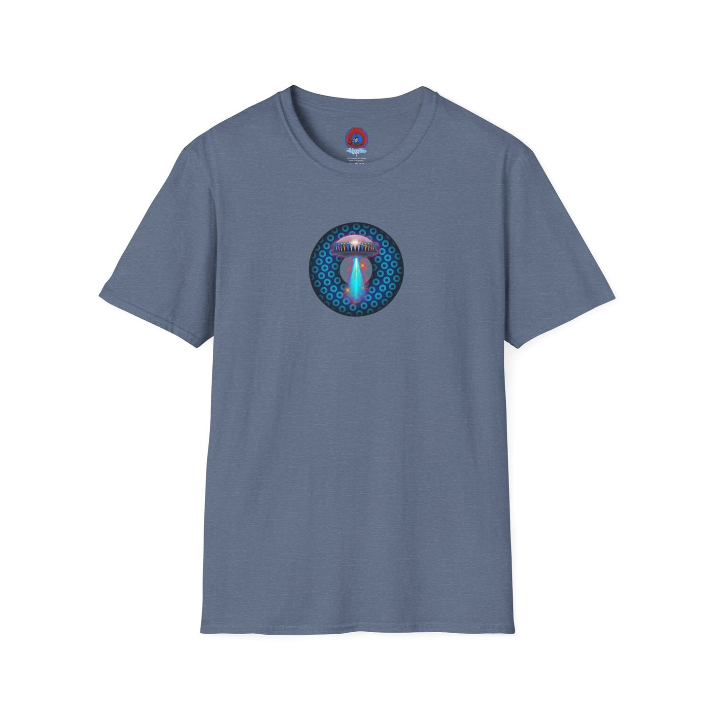 Classic Donut Tee - Unisex Soft-Style - "Donuts now Served on the Mothership" - series 1.0  - variant 3  - blue/light blue donut