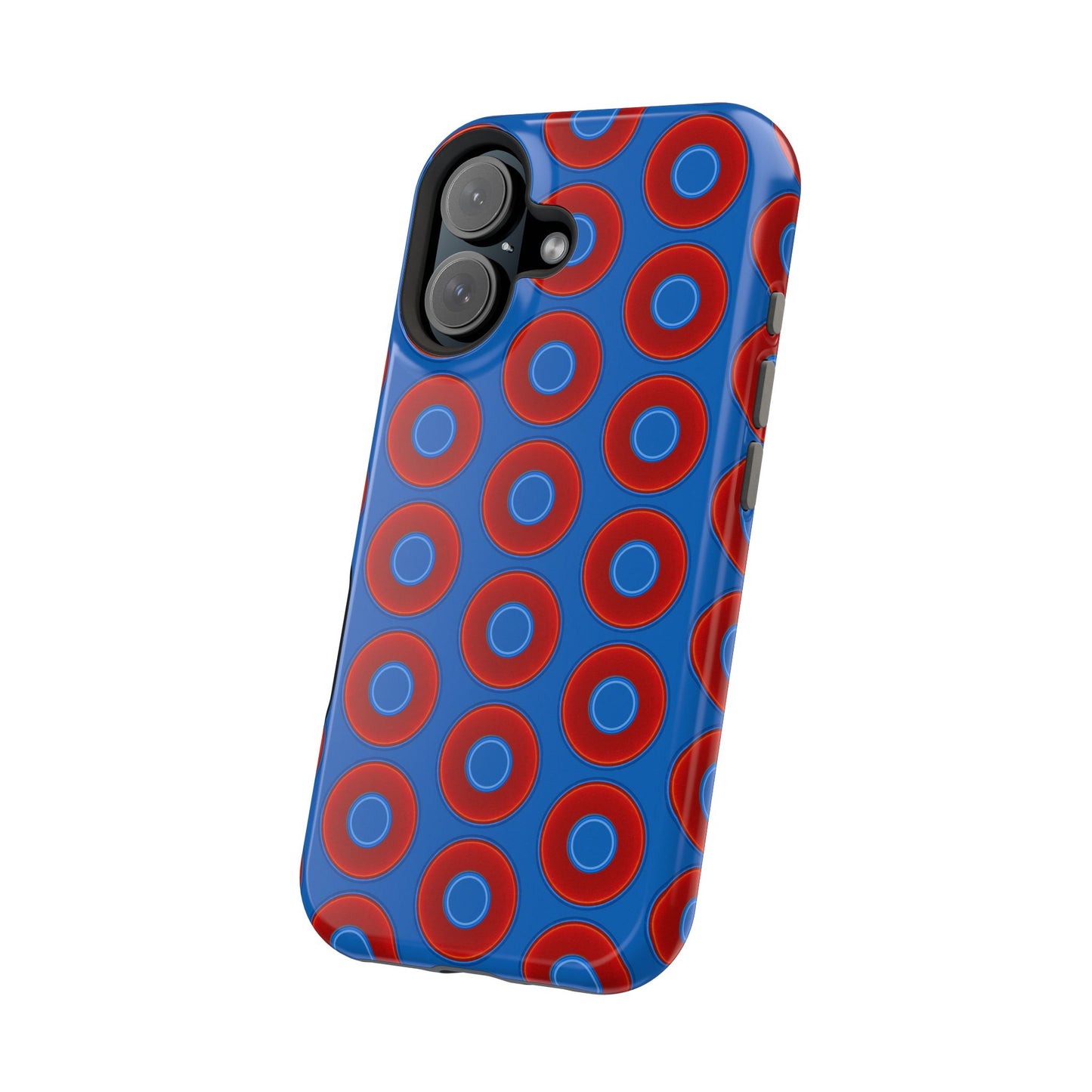 Magnetic Tough Donut Case - red vivid donut print w/dark royal blue background