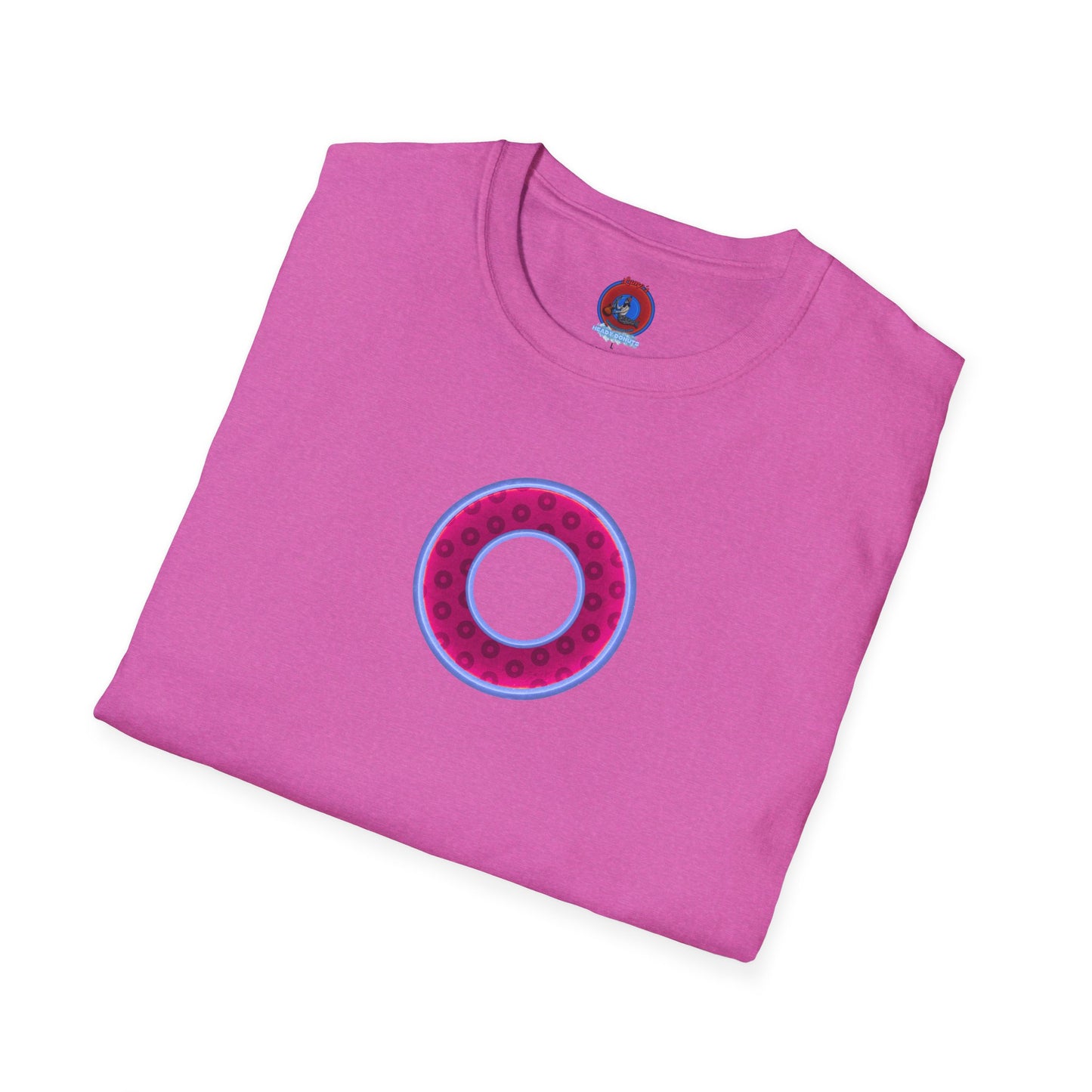 Plain Donuts/Unisex Soft-Style - "Plain Wide Mouthed Paradoxical Donuts" - dark magenta/light blue donuts