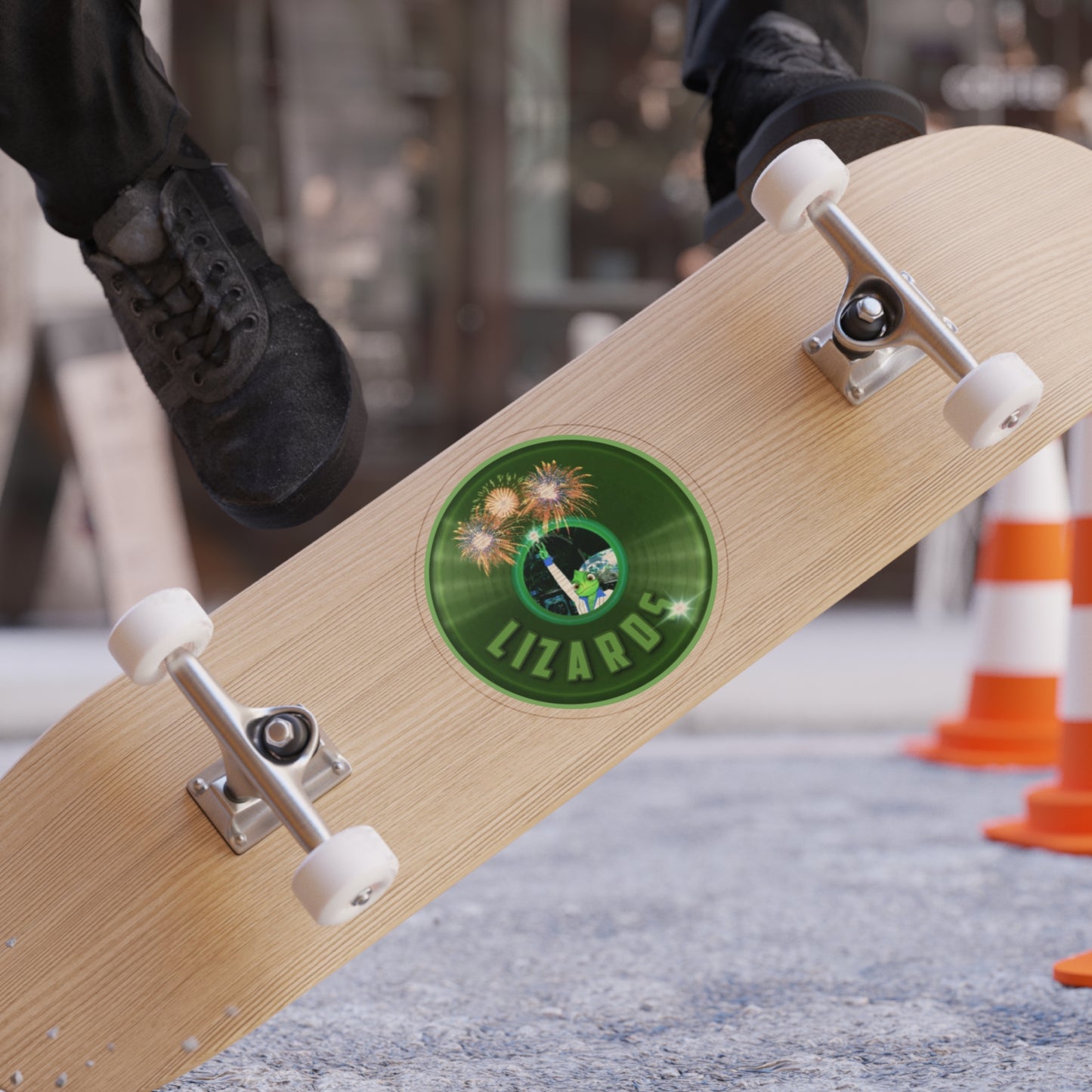 Donut Bumper/Outdoor Sticker - "Rutherford's Staying Alive Donut" - series 1.0 - variant 1 - green donut - [Die-Cut] 6"x 6"