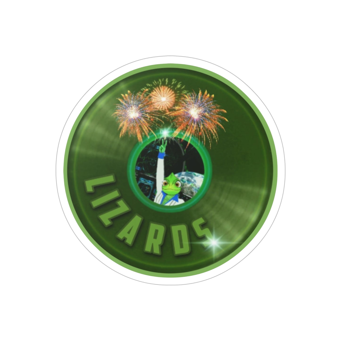 Donut Bumper/Outdoor Sticker - "Rutherford's Staying Alive Donut" - series 1.0 - variant 1 - green donut - [Die-Cut] 6"x 6"