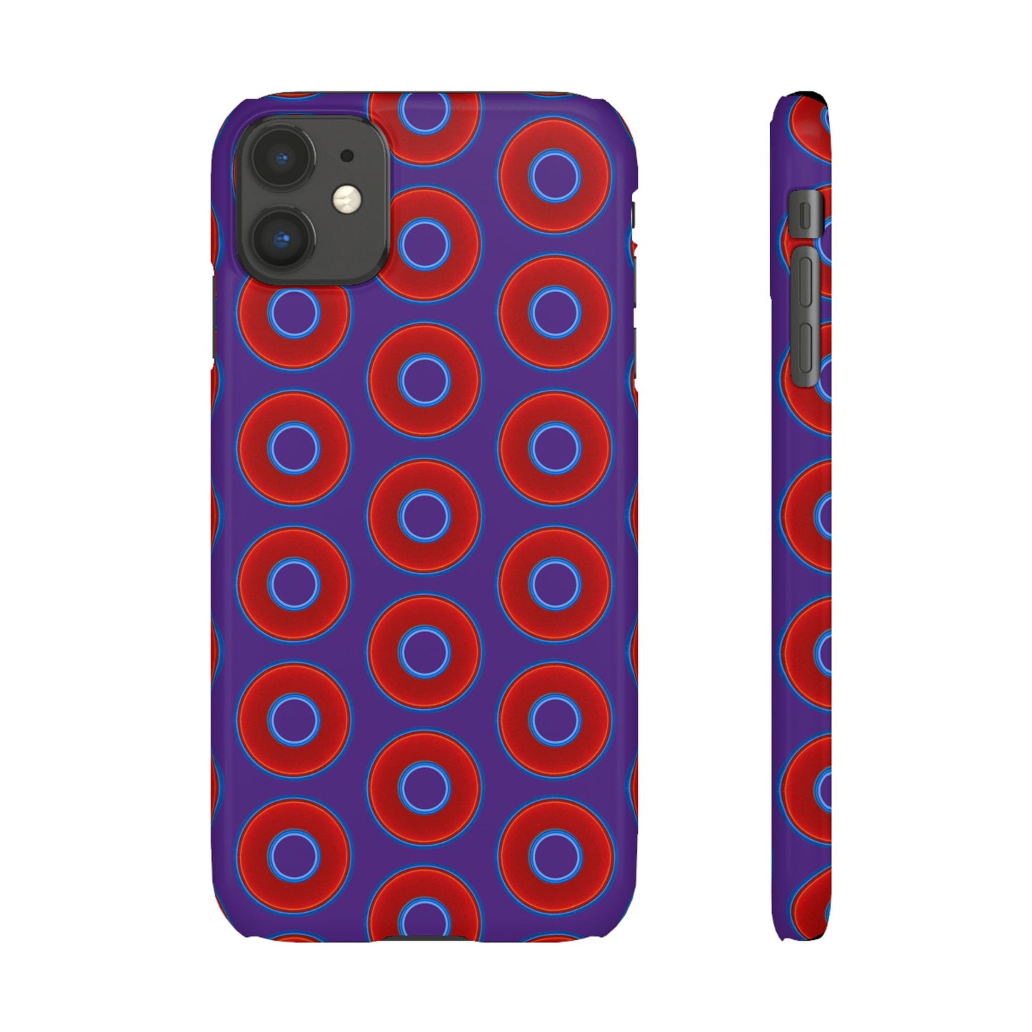 Lumpy Donut Snap Case - red vivid donut print w/dark purple background
