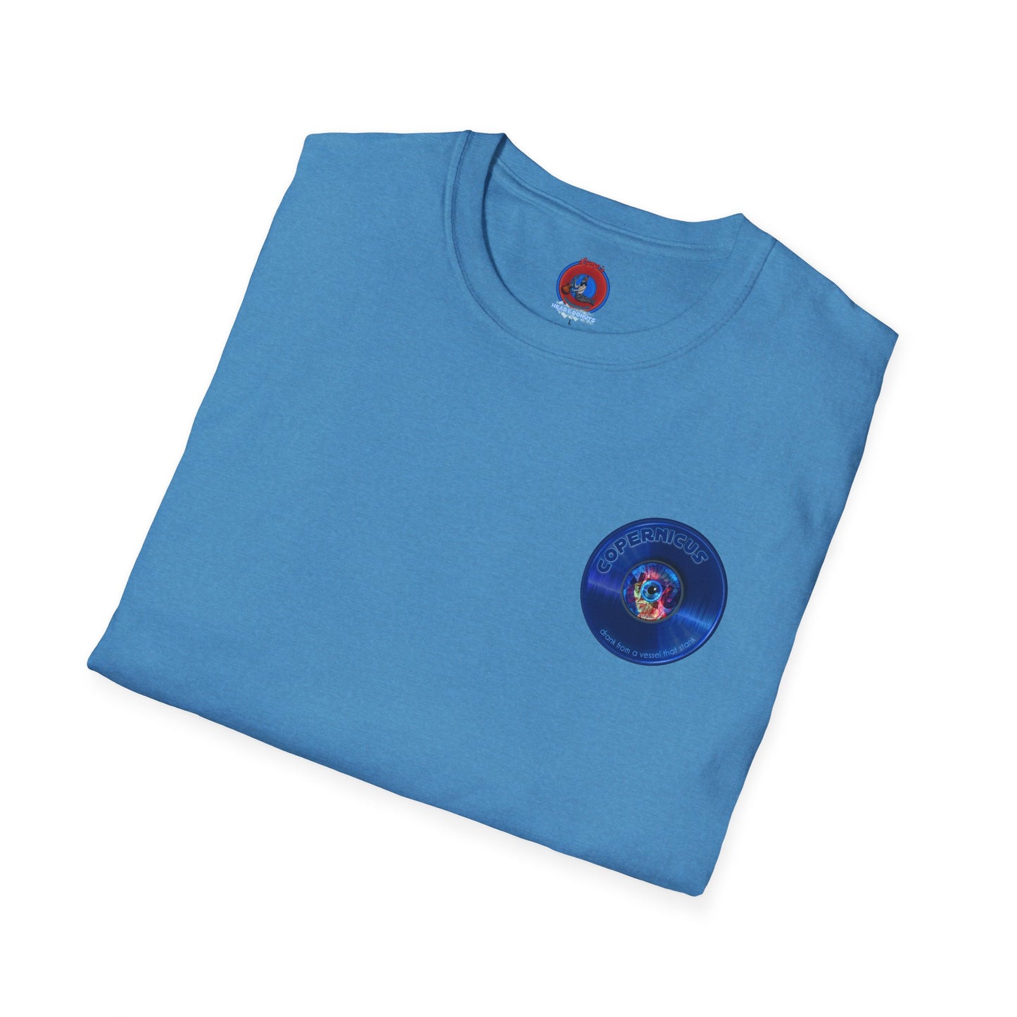 Classic Donut Tee - Unisex Soft-Style - "Drunken Copernicus" - series 1.0 - variant 1 - blue donut