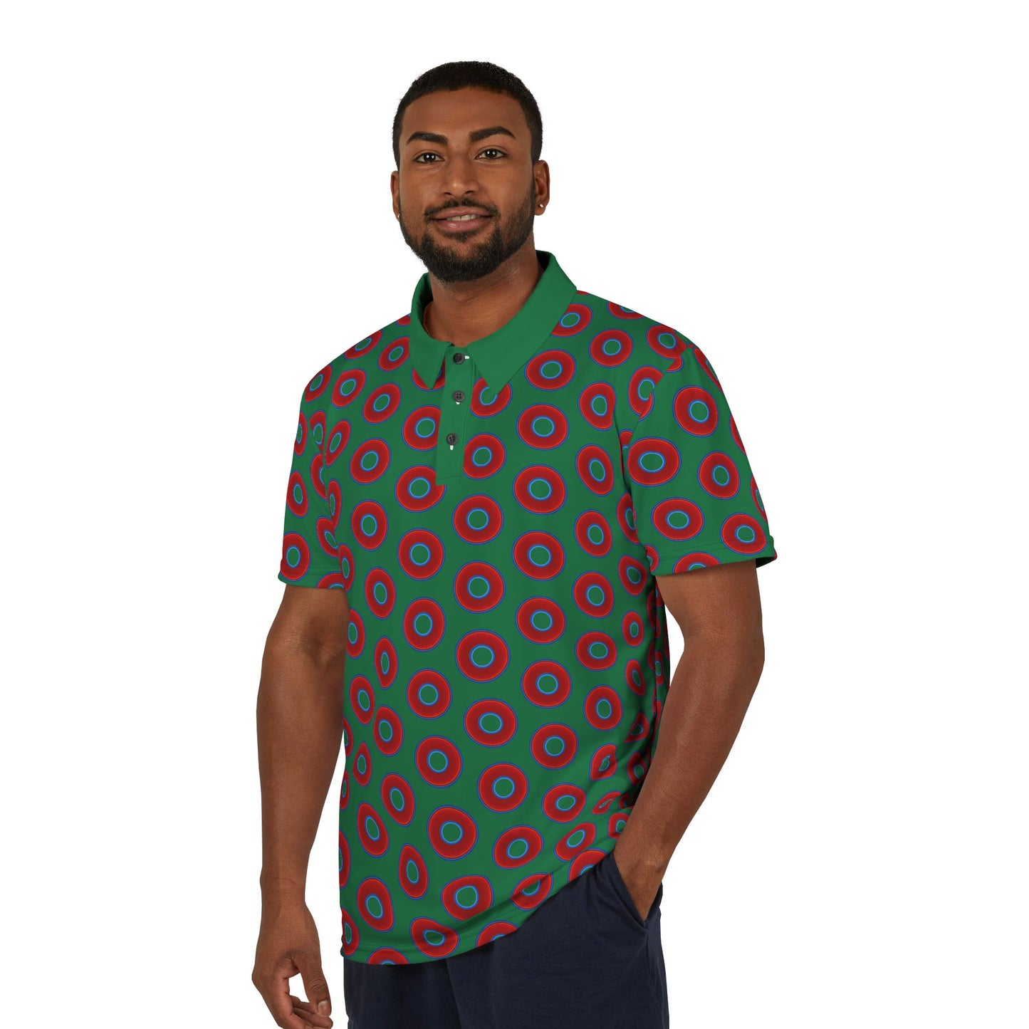 AOP Donut Polo - vivid donut print w/green background [unisex]