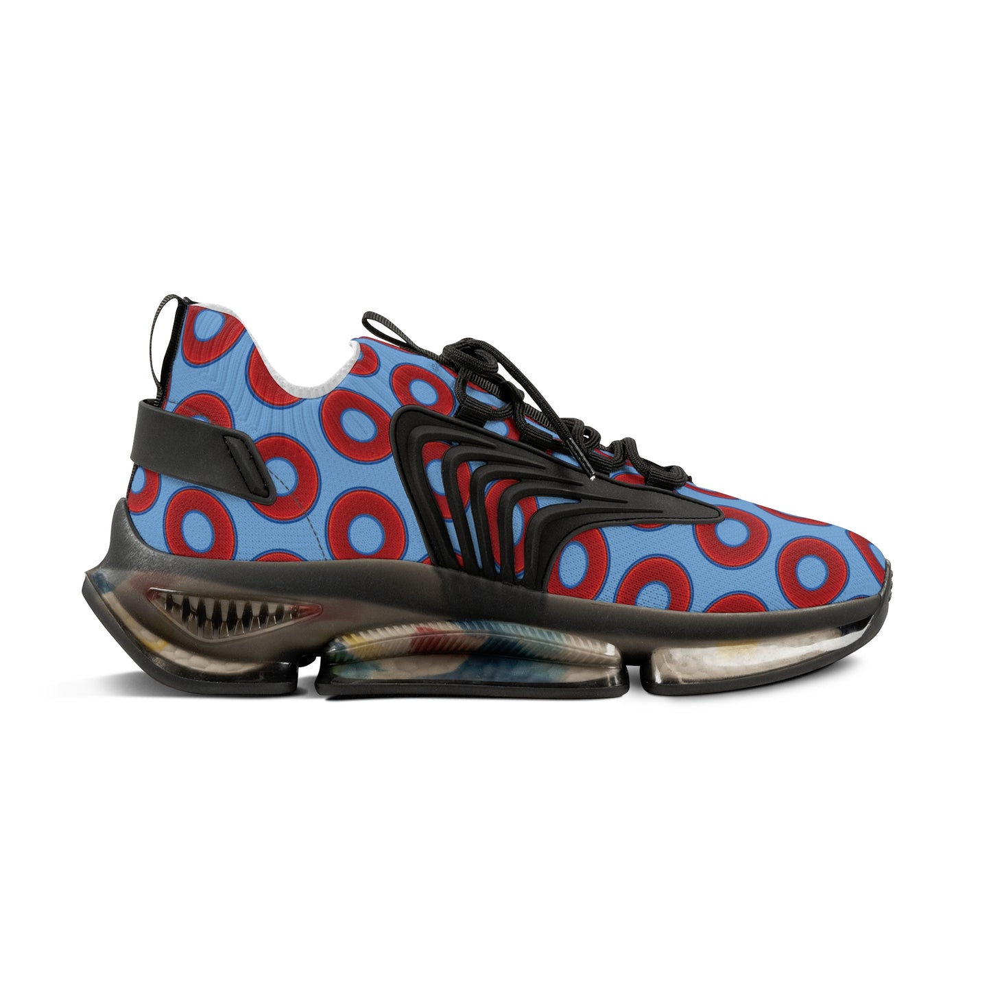 Donut Kicks - red vivid donut print w/light blue background