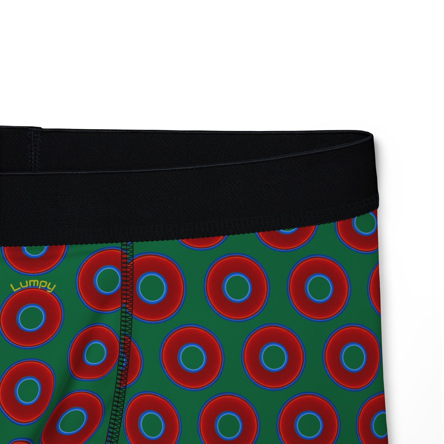 Men's Donut Boxers - red vivid donuts w/green background