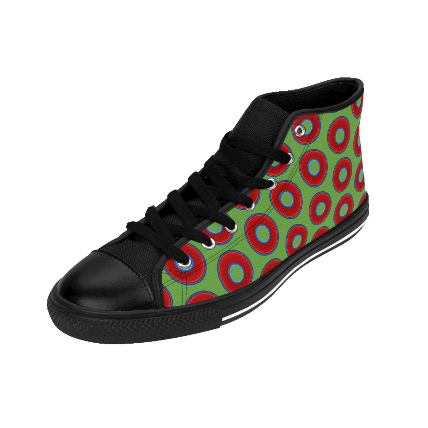 Men's Cushiony Convectors - High Tops - red vivid donuts w/light green background