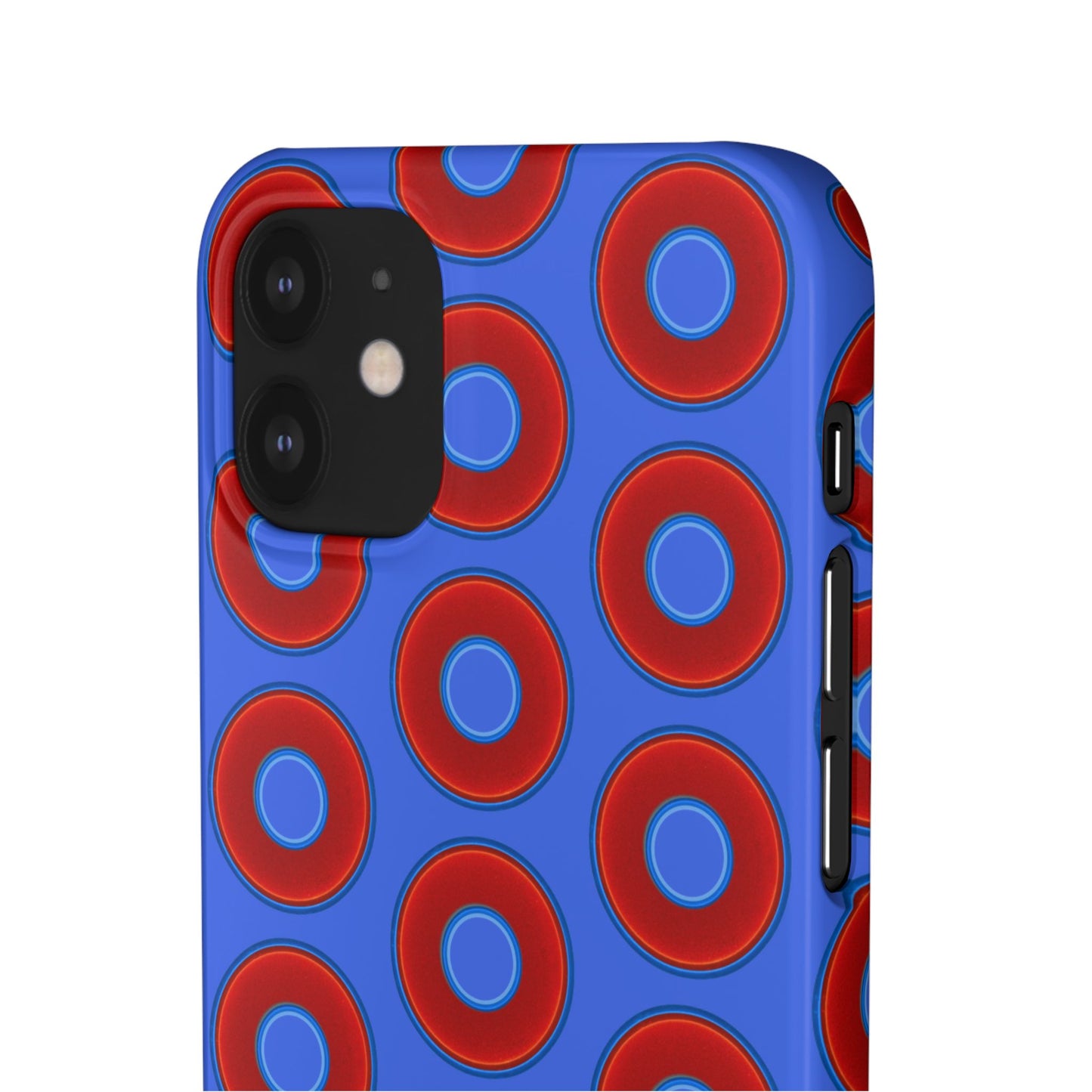 Lumpy Donut Snap Case - red vivid donut print w/royal blue background