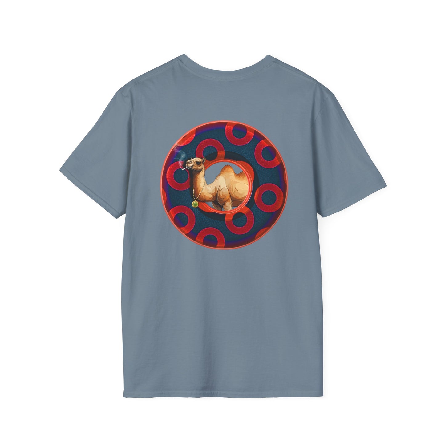 Classic Donut Tee - Unisex Soft-Style - "Joe Camel's Super Cool Donut" - rustic paradox donut - dark navy/red donuts