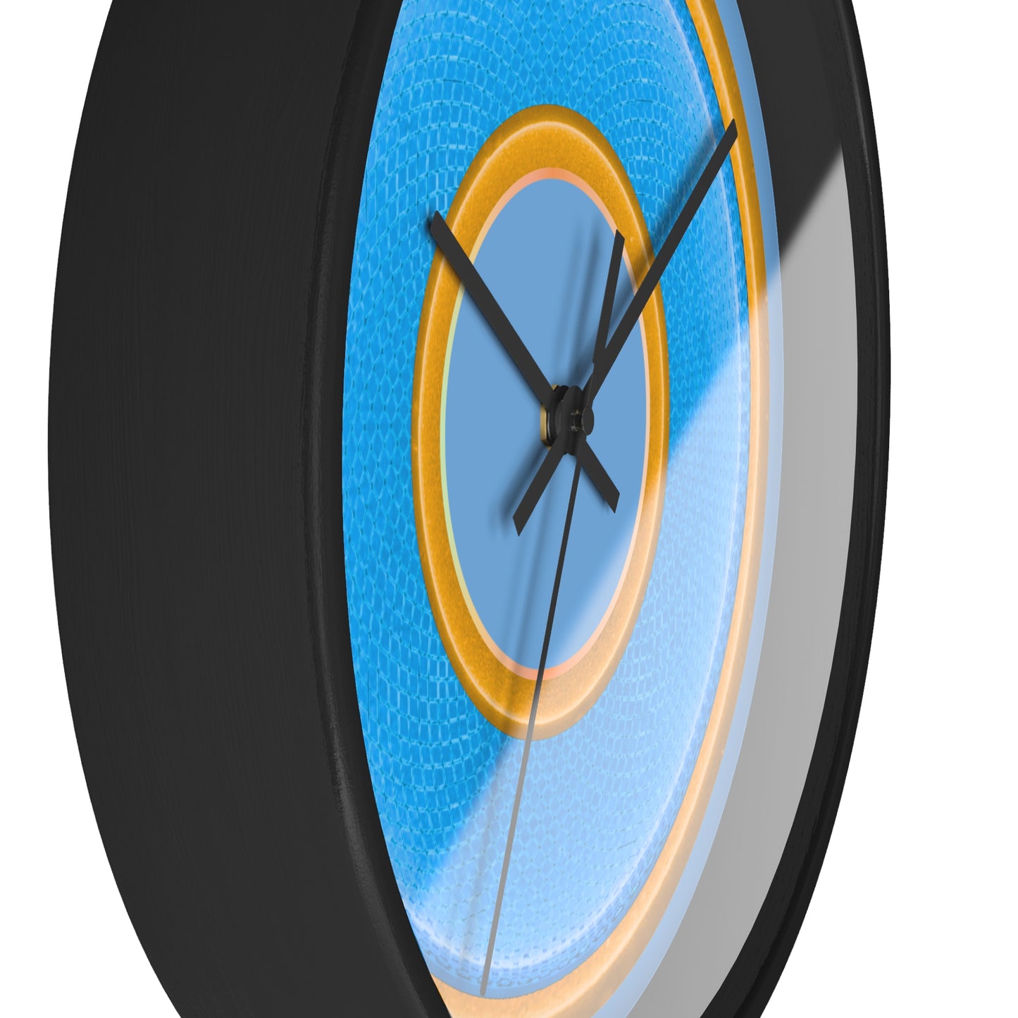 Lumpy Wall Clock - light blue rustic donut w/yellow edging - variant 3 w/light blue background