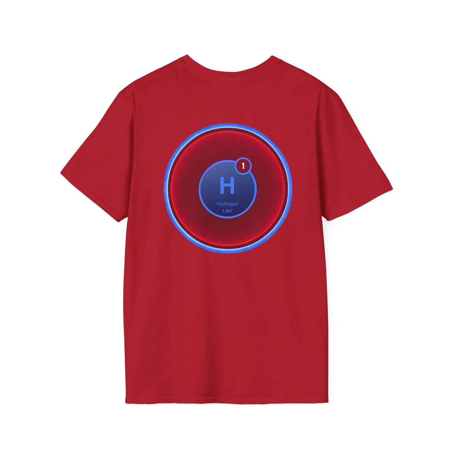 Classic Donut Tee - Unisex Soft-Style - "I am 10% Hydrogen Tee" - vivid red/light blue donut