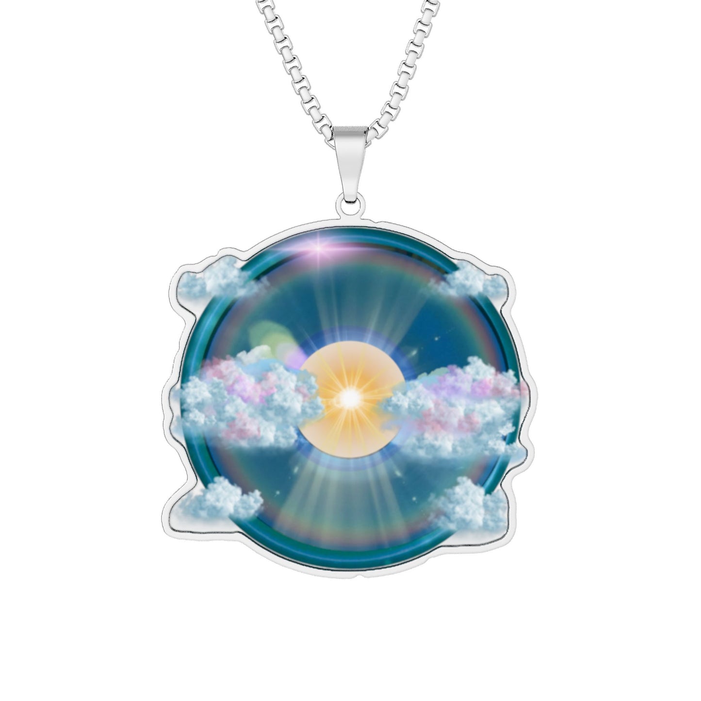 Lump's Heady Donut Necklace - 1" x 1" Stainless Steel Pendant - "The Divided Donut Pendant" - vivid surreal donut - variant 2 [*Charitable Donut]