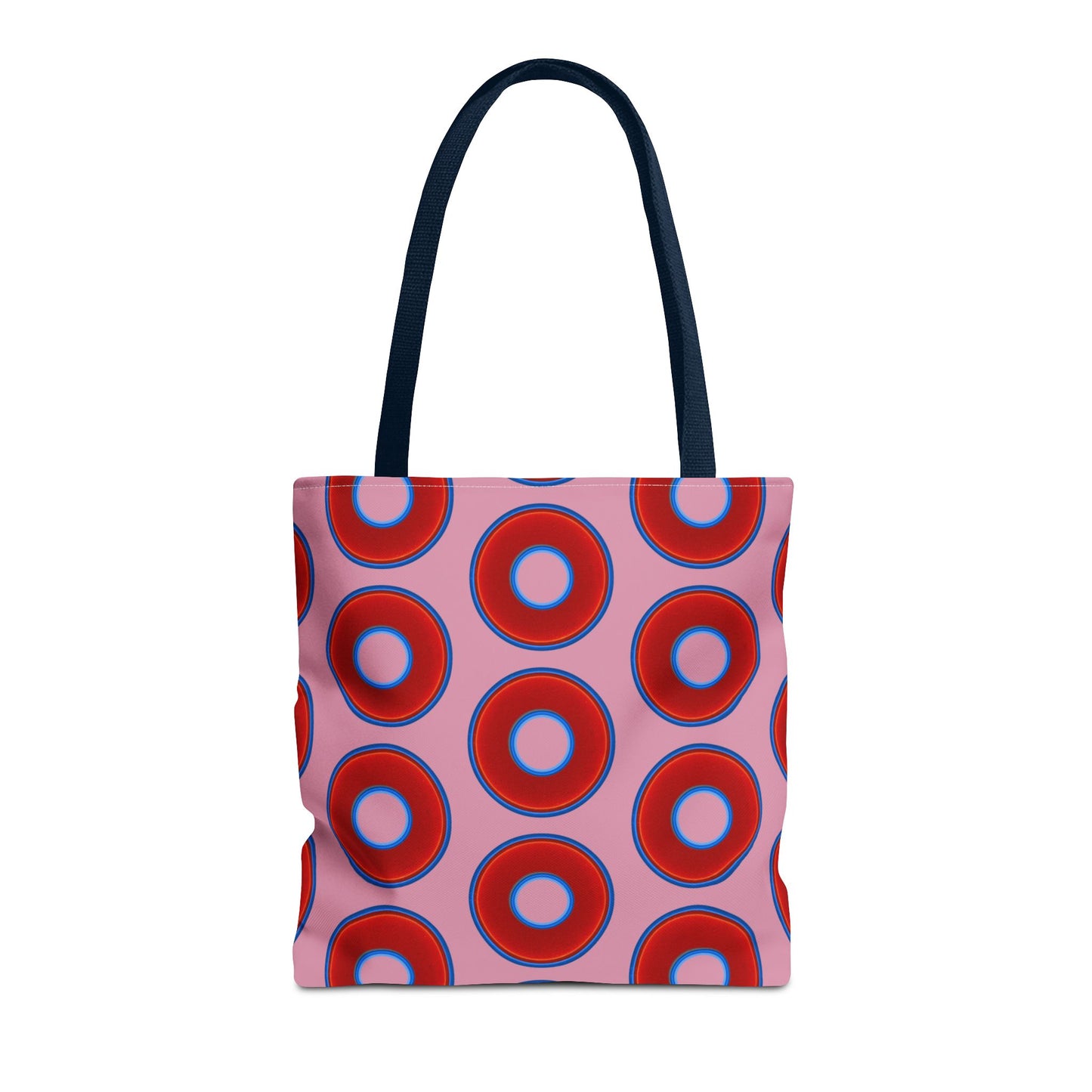Lumpy Beach/Tote Bag - red vivid donuts w/pale magenta background