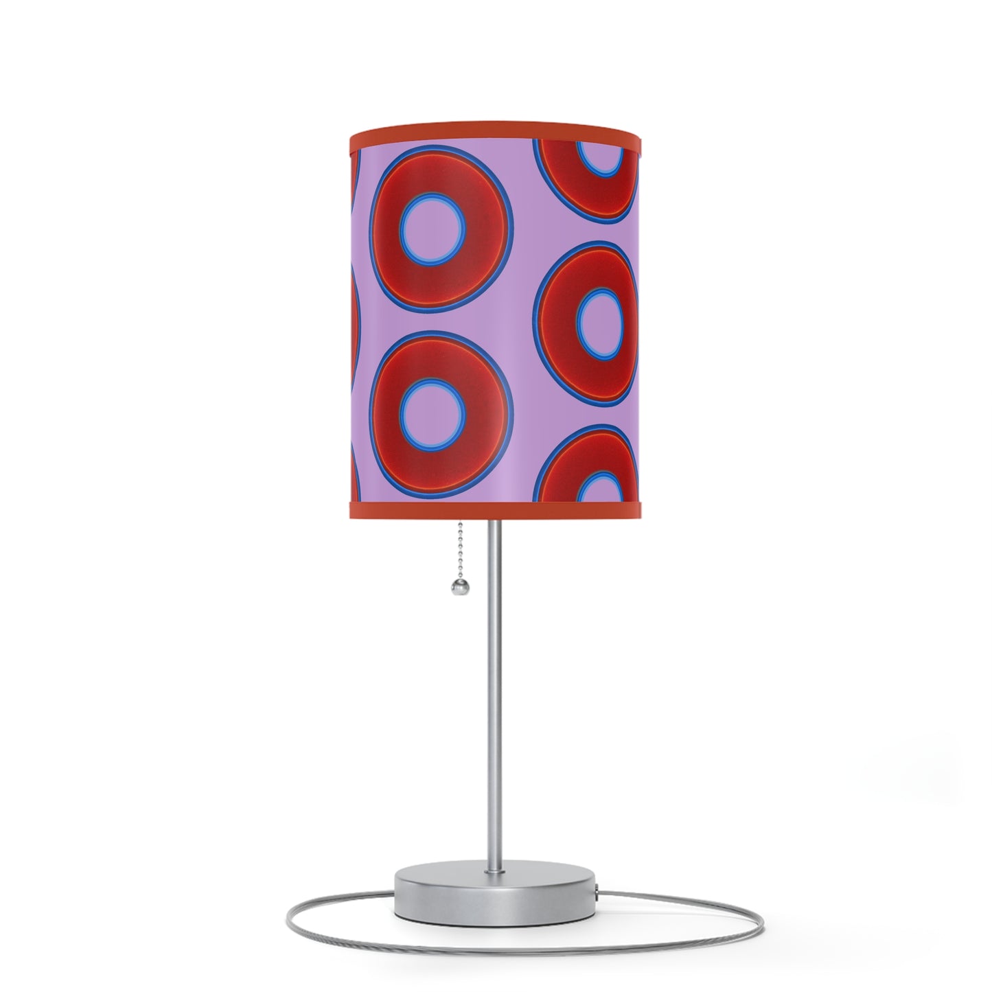 Lumpy Accent Lamps - red vivid donuts w/wisteria purple background