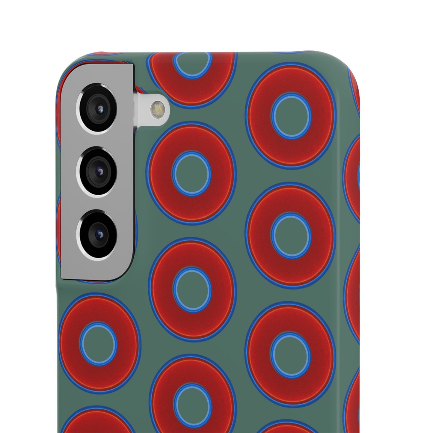 Lumpy Donut Snap Case - red vivid donut print w/Fenway green background