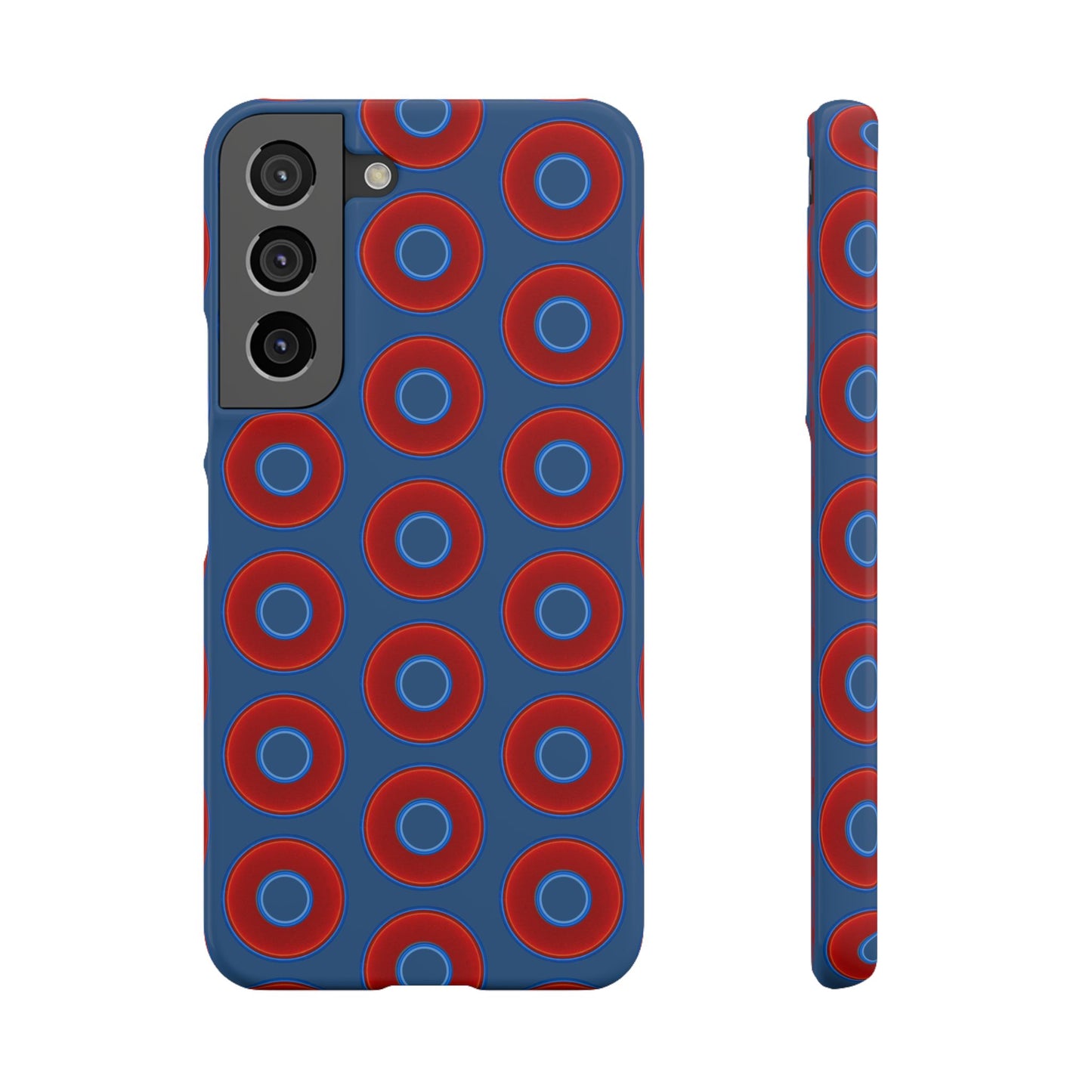 Lumpy Donut Snap Case - red vivid donut print w/light navy blue background
