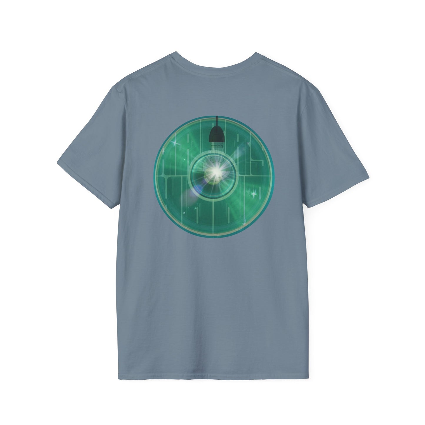 Classic Donut Tee - Unisex Soft-Style - "Harry's Hoodlum Donut" - series 1.0  - variant 4 - lights on/green donut(s)