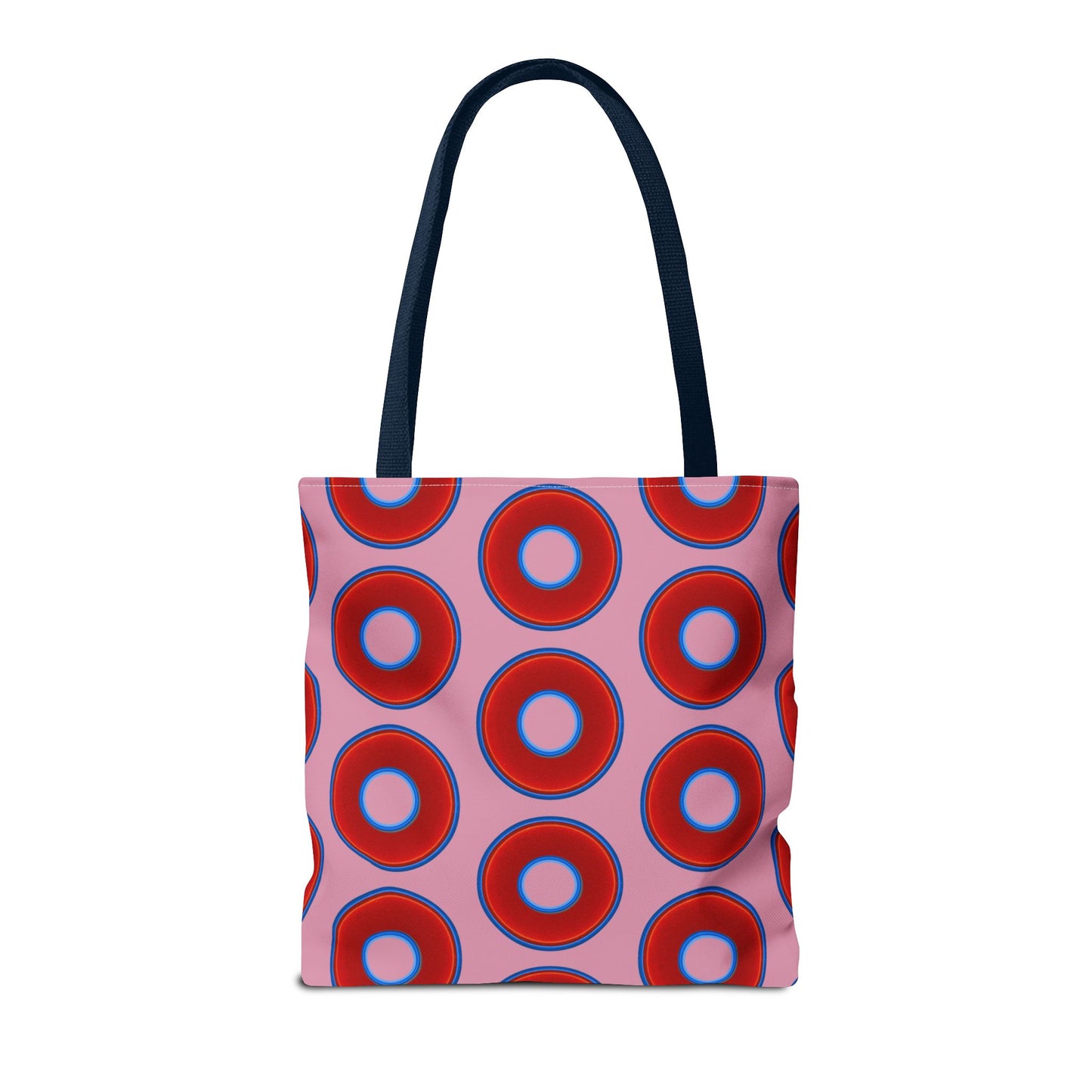 Lumpy Beach/Tote Bag - red vivid donuts w/pale magenta background